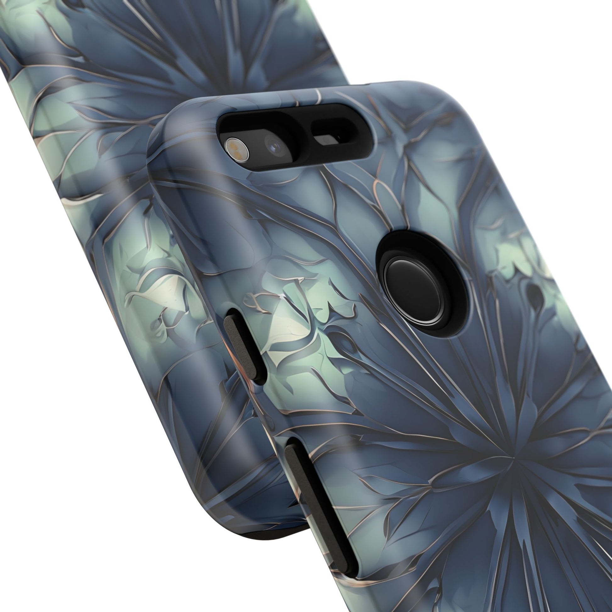 Indigo Mosaic - Artistic Kaleidoscope Collection Artistic Floral - Google Pixel Tough Phone Case - Bold Blue Symmetrical Design