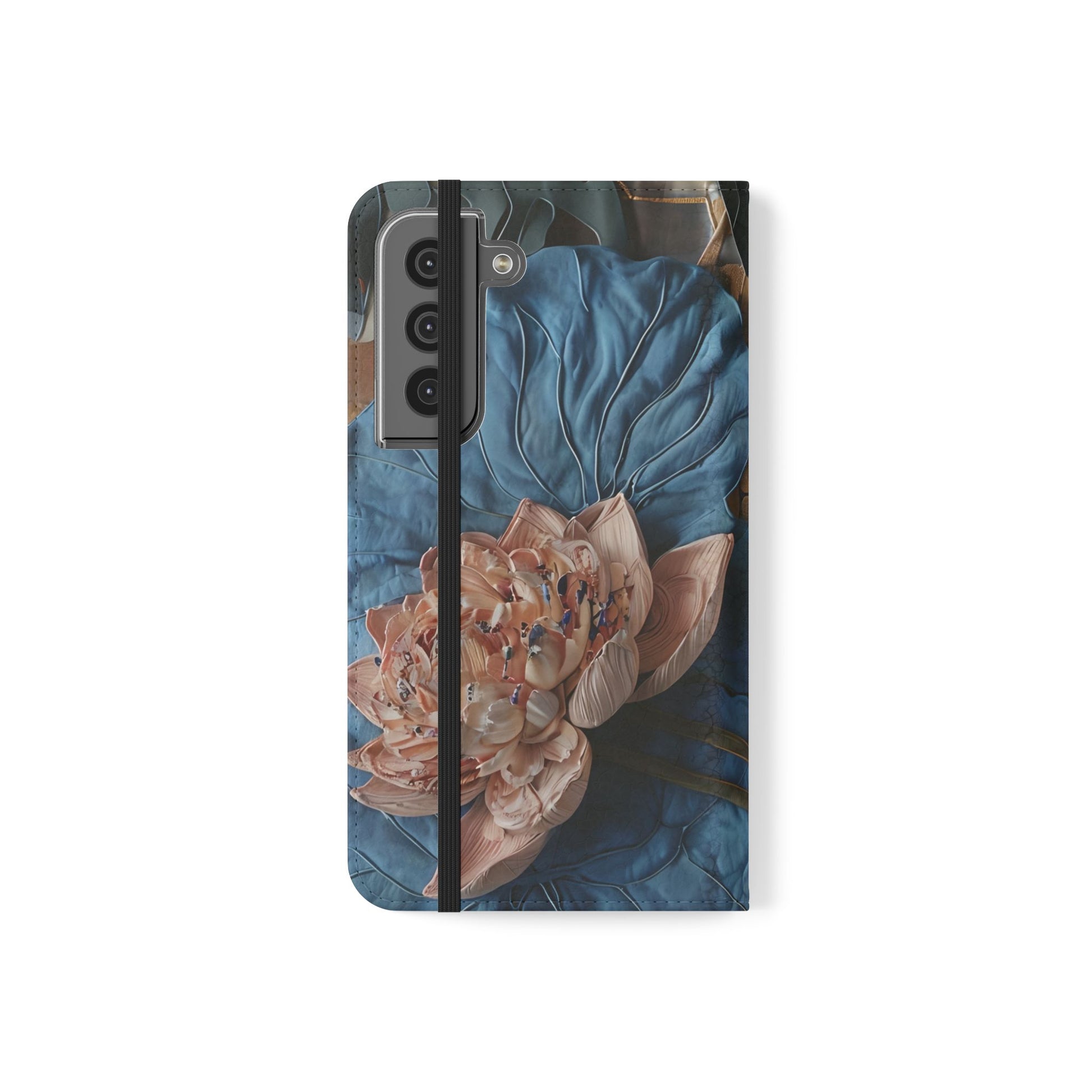 Peony Midnight Tapestry Wallet Phone Case - Flip Cover for Samsung Galaxy S22 - Floral and Tapestry Design