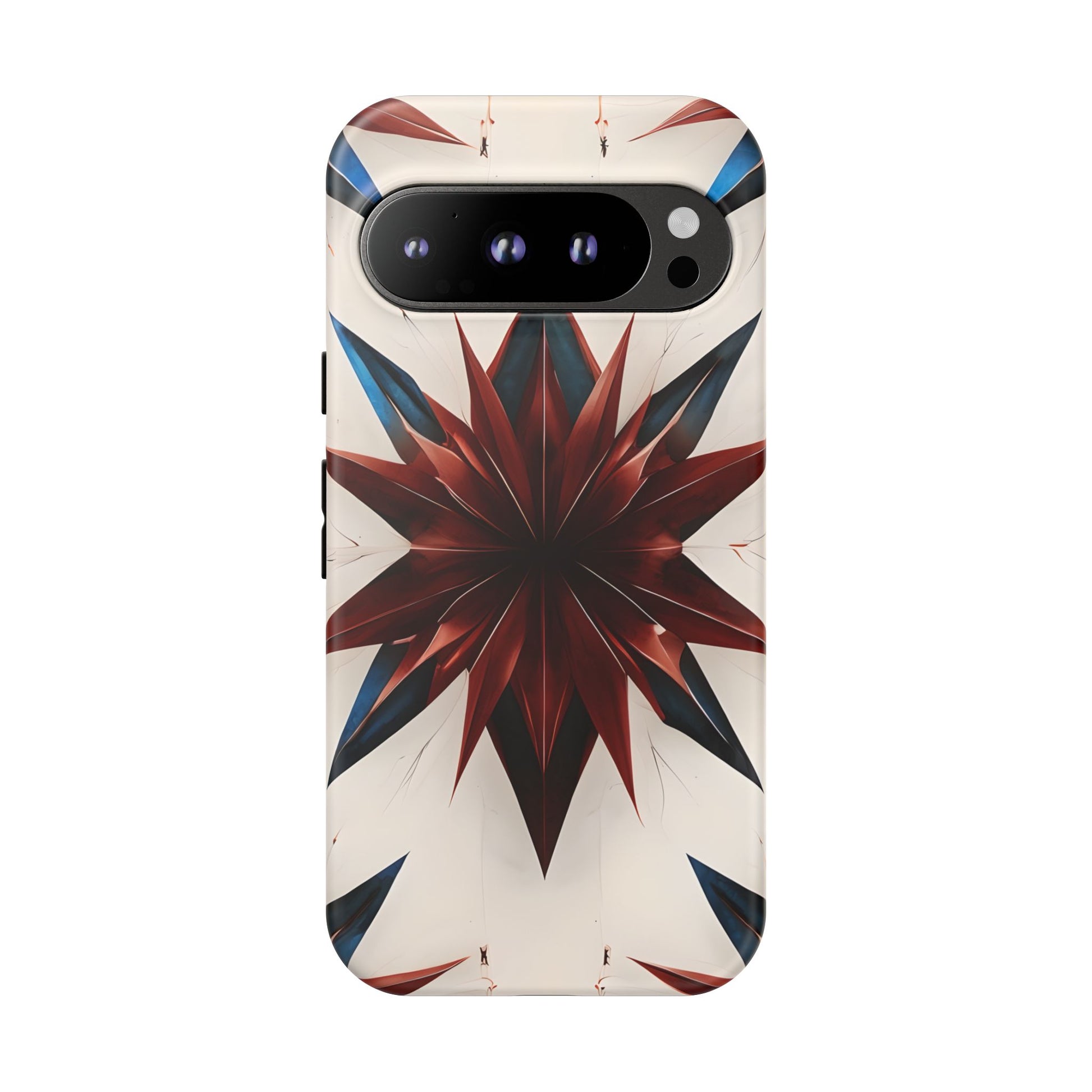 Garnet Starburst - Kaleidoscope Collection Gemstone Floral - Google Pixel 9 Pro Tough Phone Case - Floral Burst Design