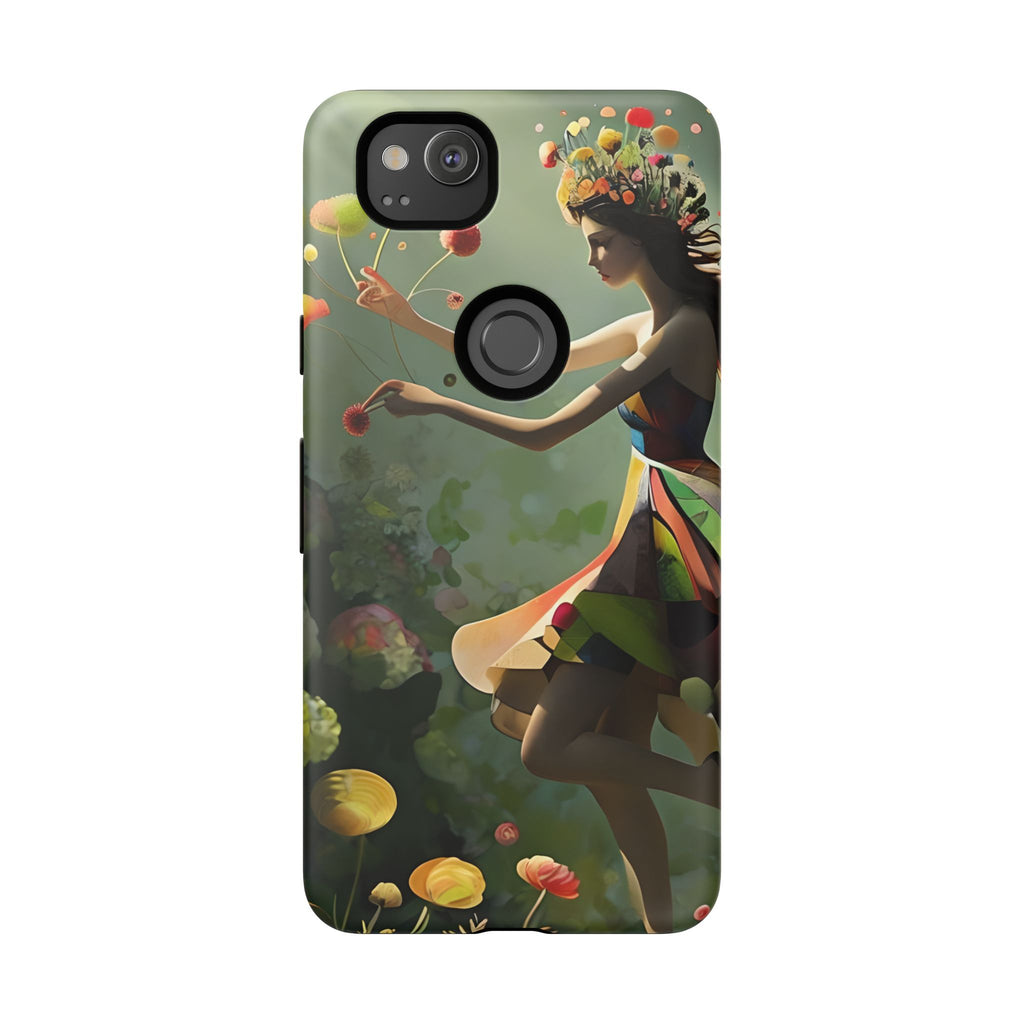 Dancing Wildflower Muse Google Pixel 2 Tough Case - Artistic Floral Fantasy Cover - Whimsical Nature-Inspired Protective Accessory