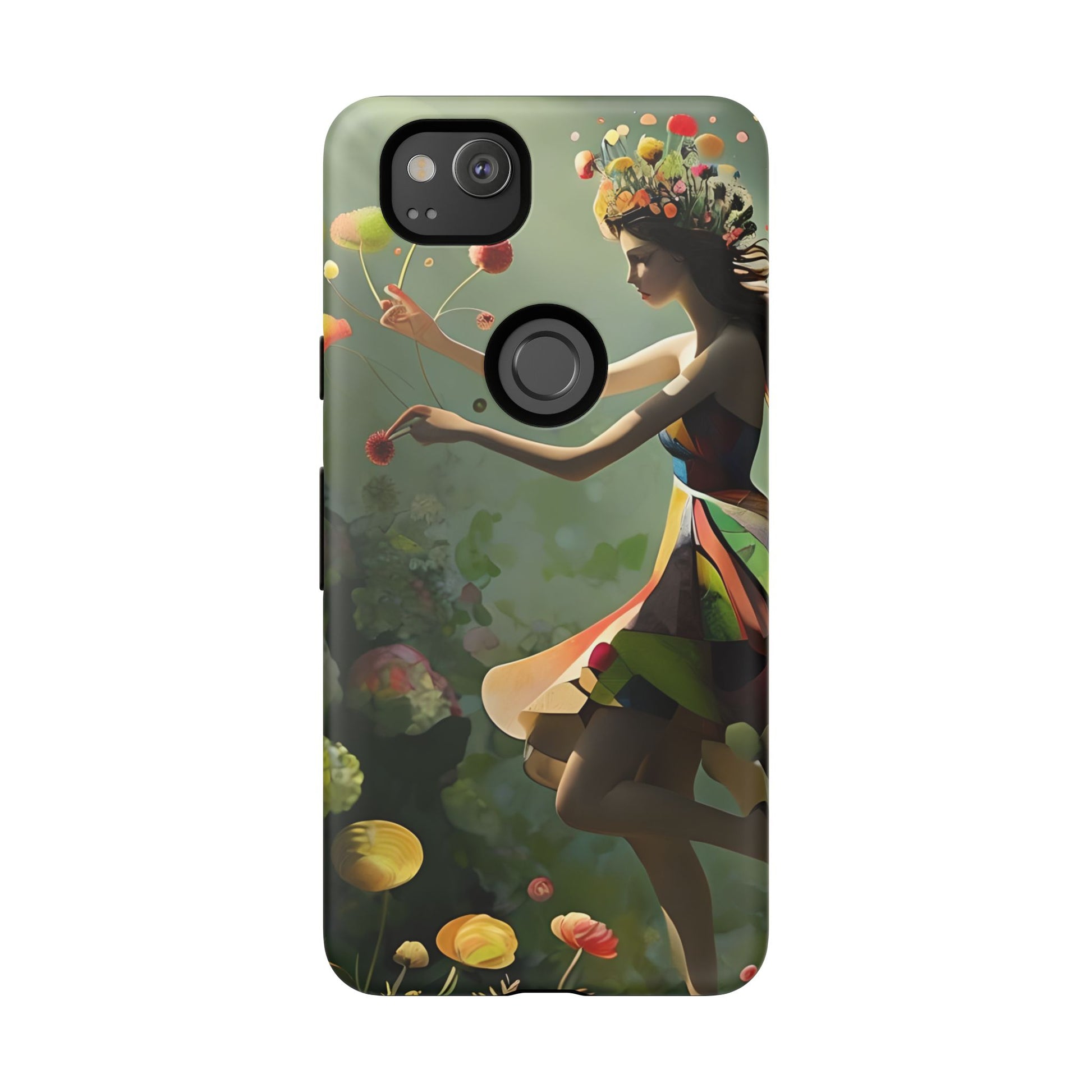 Dancing Wildflower Muse Google Pixel 2 Tough Case - Artistic Floral Fantasy Cover - Whimsical Nature-Inspired Protective Accessory