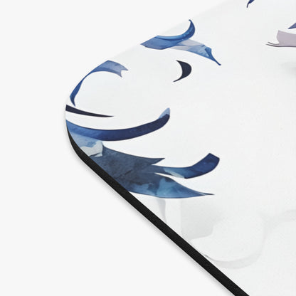 Close-up of Delft Reverie mouse pad showing printed floral detail