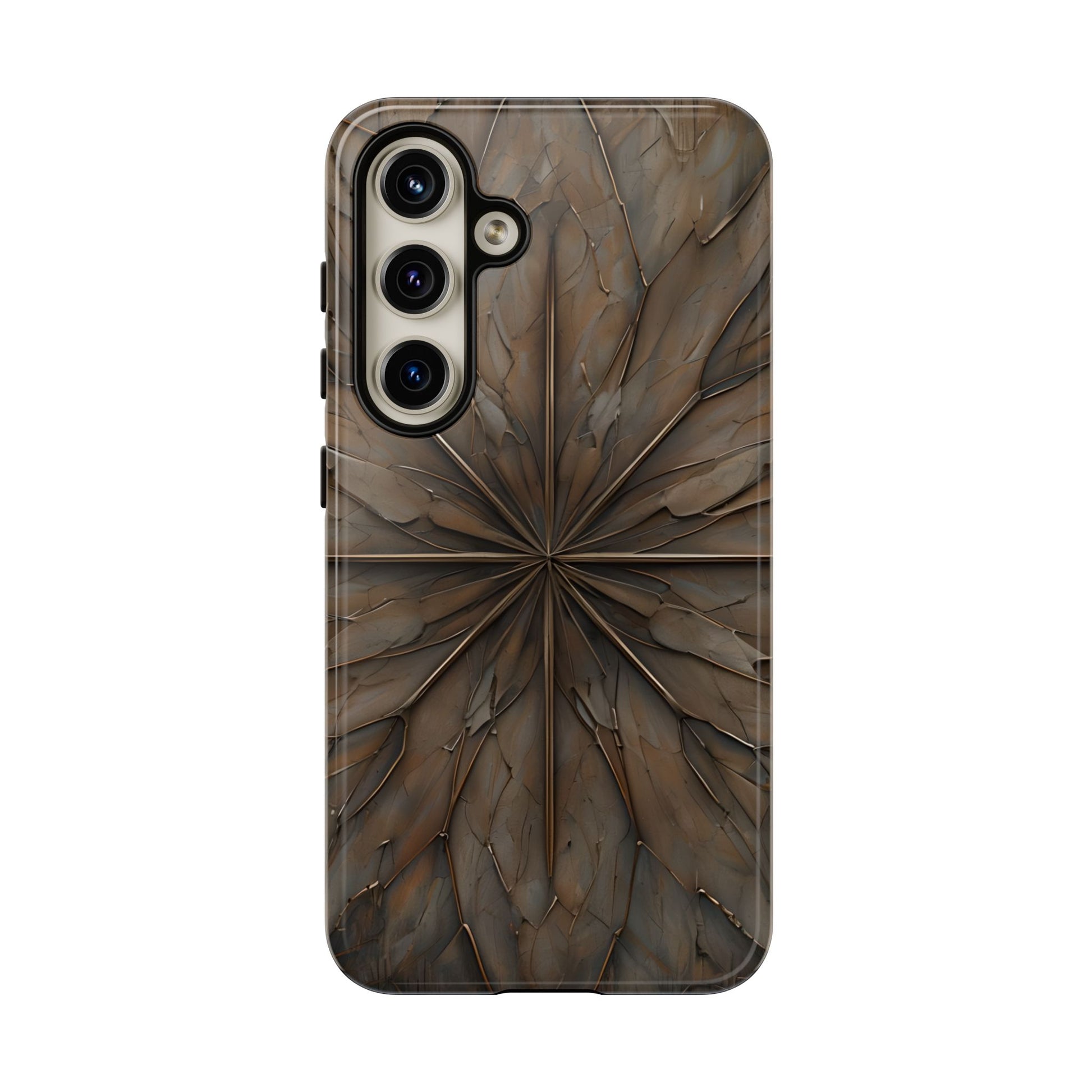Earthstone Mandala - Kaleidoscope Collection Artistic Taupe Burst - Samsung Galaxy S24 Tough Phone Case