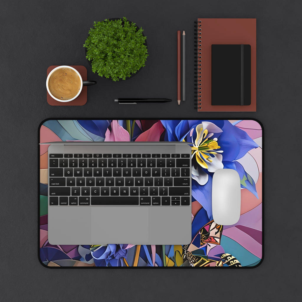 Blue Columbine Carnivale Desk Mat - Premium Office Desk Pad, 3 Sizes Available, Artistic Workspace Protection