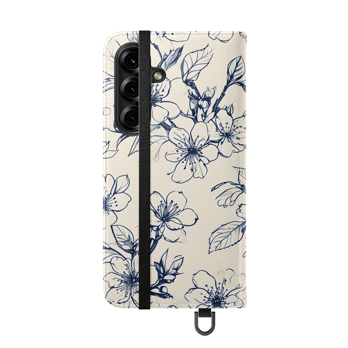 Blossom Sketch - Minimalist Floral Flip Phone Case for Samsung Galaxy