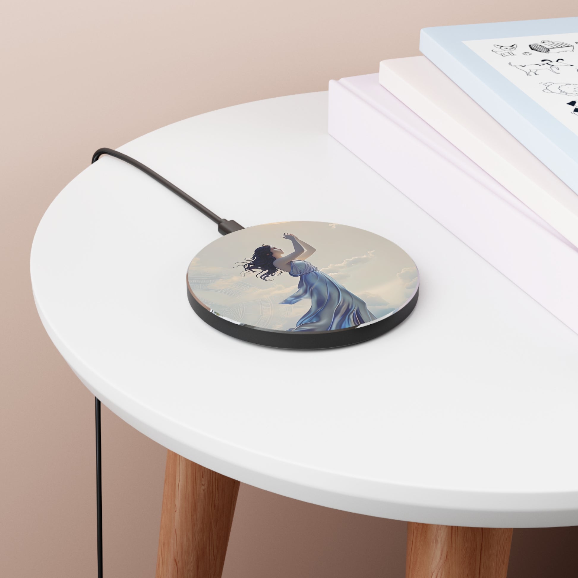 Moonlit Ascend Qi Wireless Charger - 10W Fast Charging Pad for iPhone 15/16 - MagSafe Compatible Celestial Design