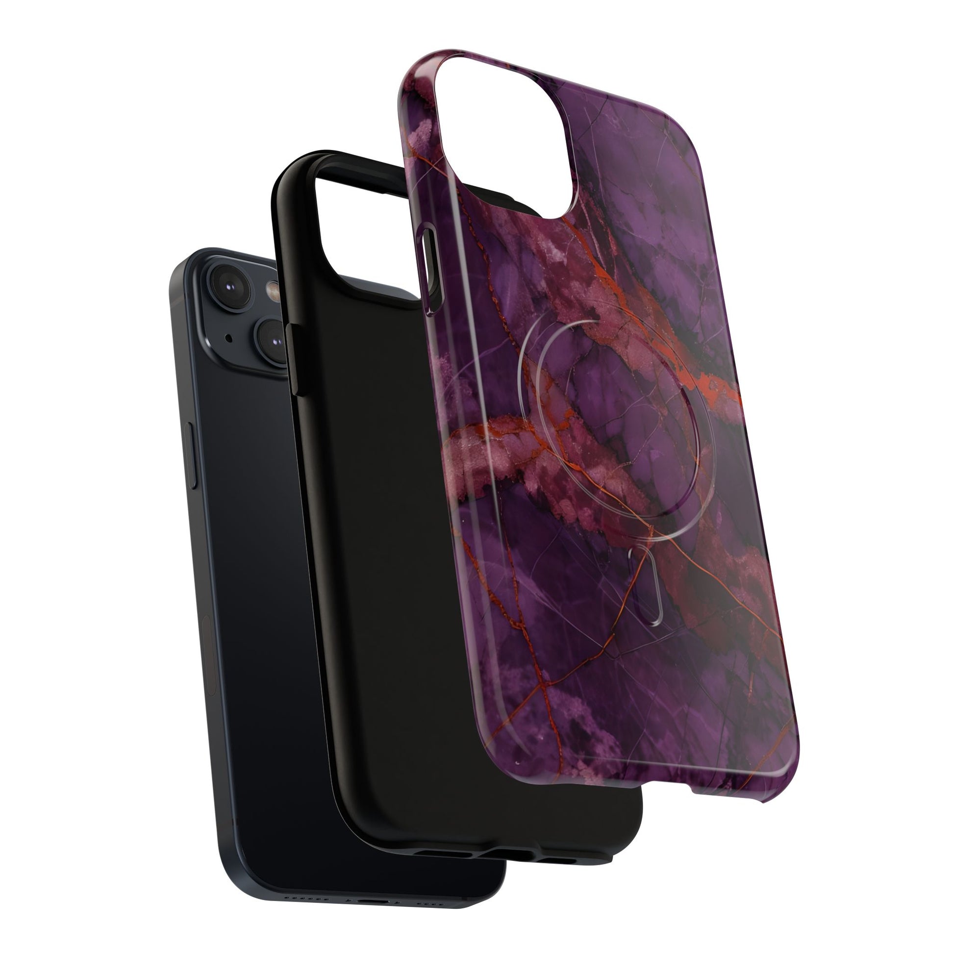 Amethyst Current - Kaleidoscope Collection Artistic Floral Burst - iPhone 14 Plus MagSafe Phone Case - Bold Purple Symmetrical Design