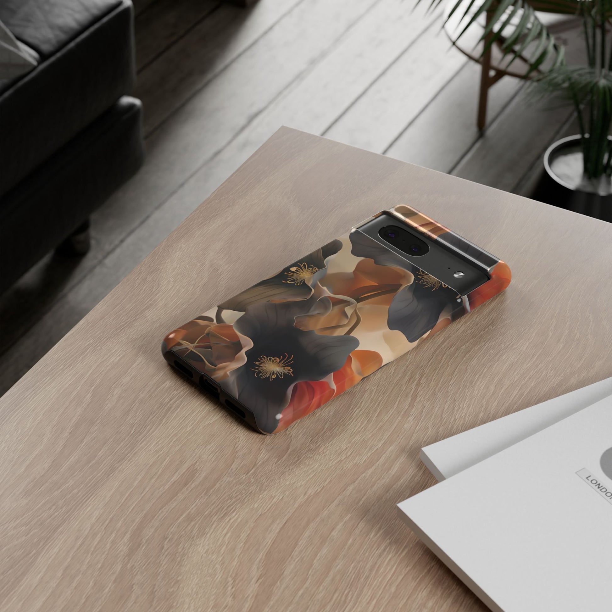 Autumn Ember - Moody Floral Art Google Pixel 7 Tough Phone Case - Warm Earthy Botanical Design