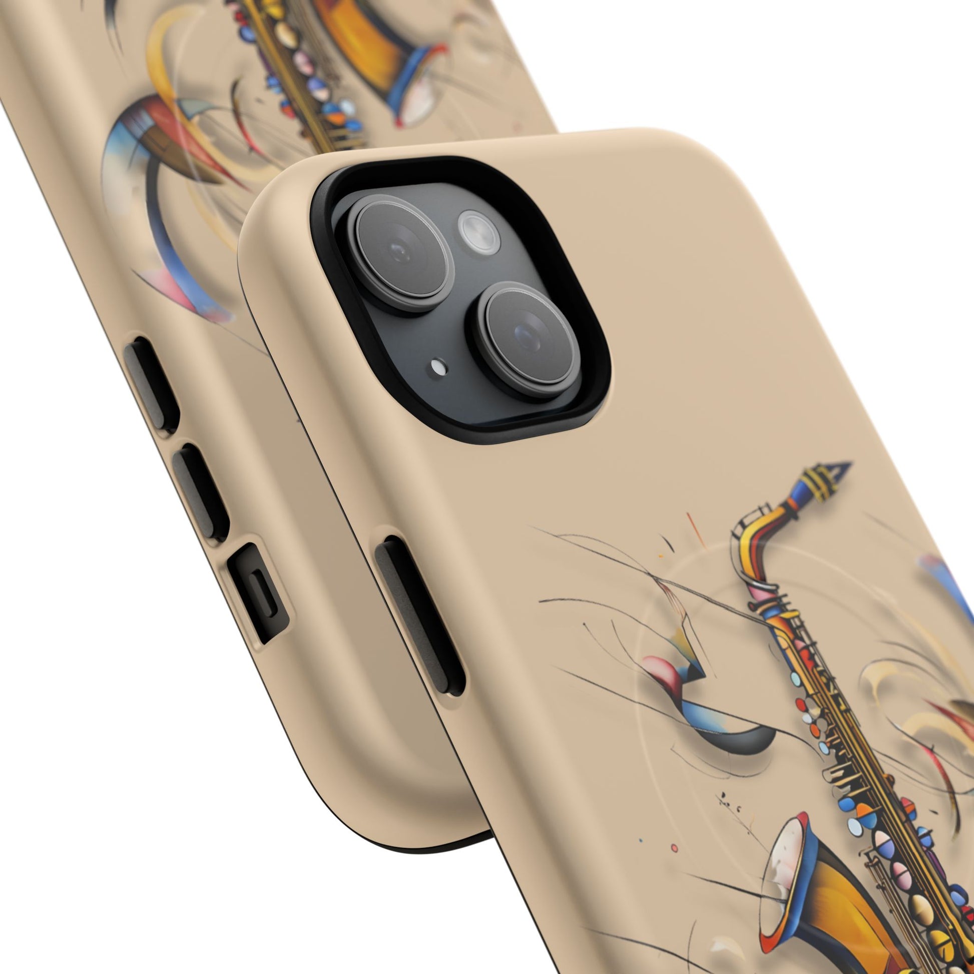 Brass Rhapsody Artistic Saxophone Music iPhone 15 Plus MagSafe Case