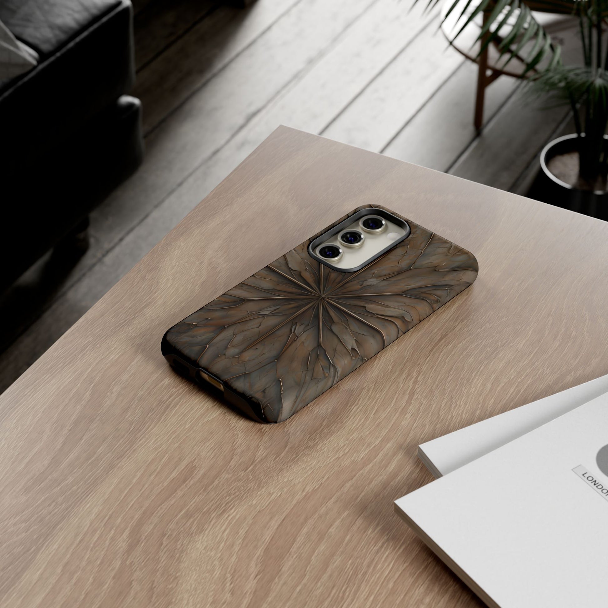 Earthstone Mandala - Kaleidoscope Collection Artistic Taupe Burst - Samsung Galaxy S23 Tough Phone Case