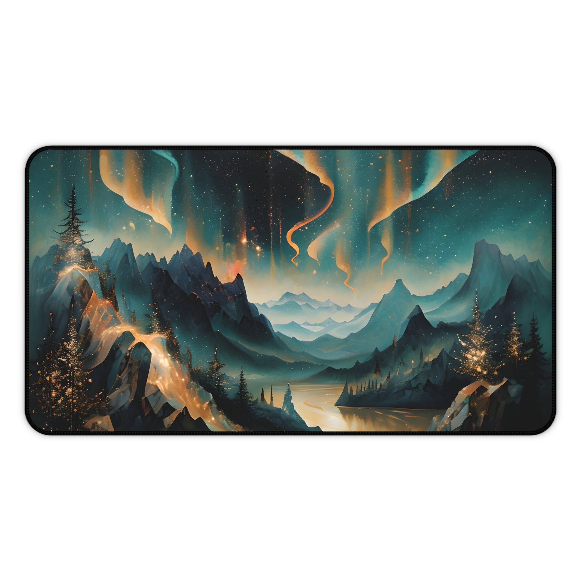 Aurora Dreamscape desk mat featuring luminous aurora-inspired landscape artwork