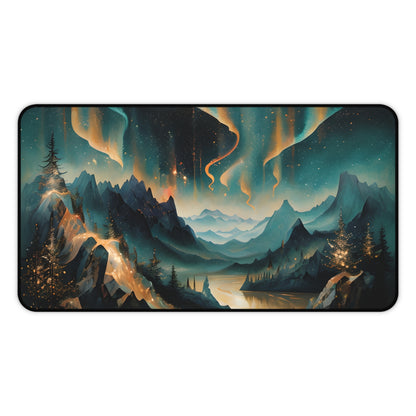 Aurora Dreamscape desk mat featuring luminous aurora-inspired landscape artwork