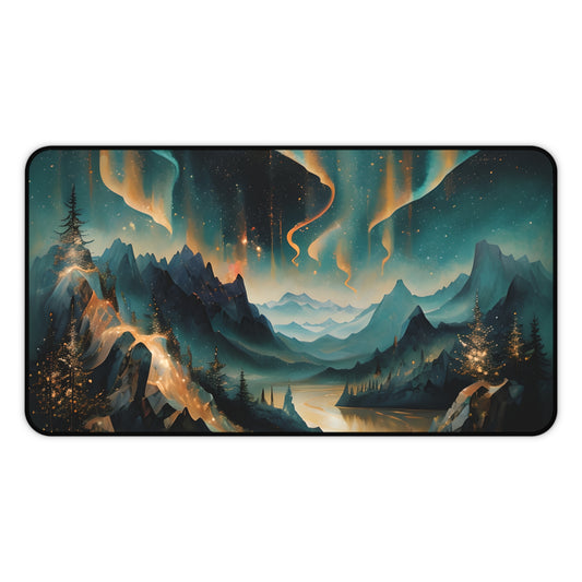Aurora Dreamscape desk mat featuring luminous aurora-inspired landscape artwork