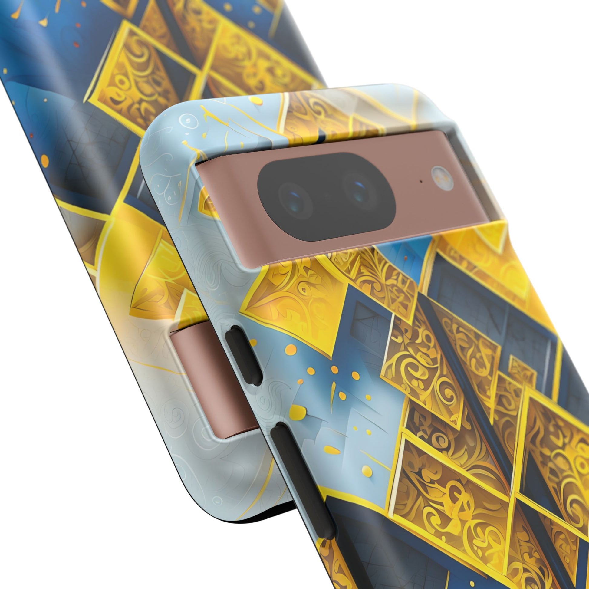 Golden Ascent Luxe Geometric Google Pixel 8 Tough Case - Elegant Abstract Gold Design