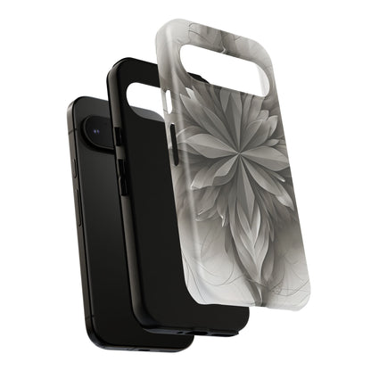 Silver Lotus - Elegant Monochrome Floral Google Pixel Tough Phone Case - Modern Lotus Design