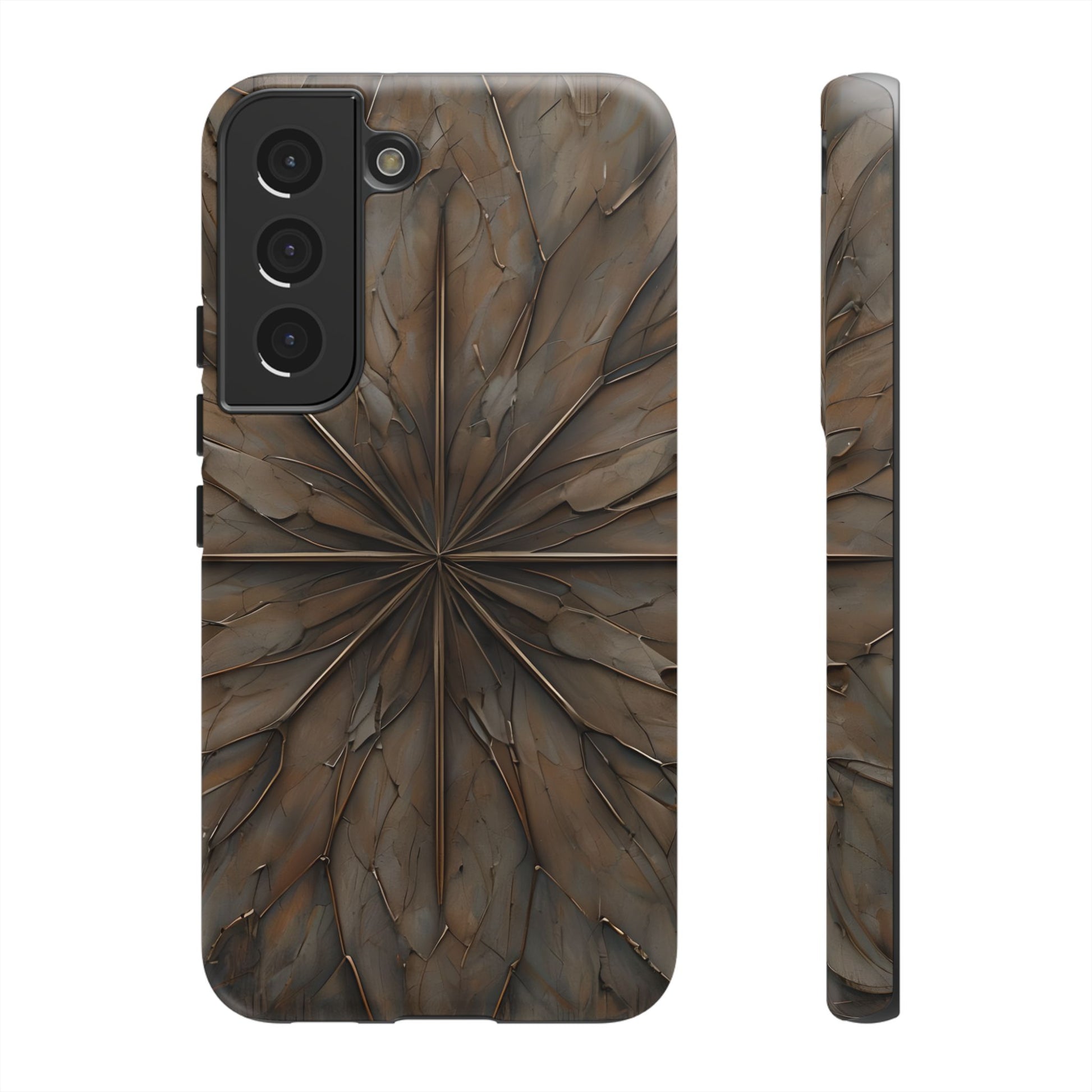 Earthstone Mandala - Kaleidoscope Collection Artistic Taupe Burst - Samsung Galaxy S22 Tough Phone Case