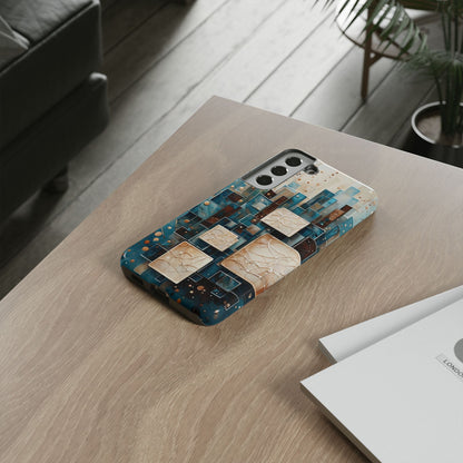 Architectural Drift Samsung Galaxy Case - Modern Geometric Teal & Parchment Design