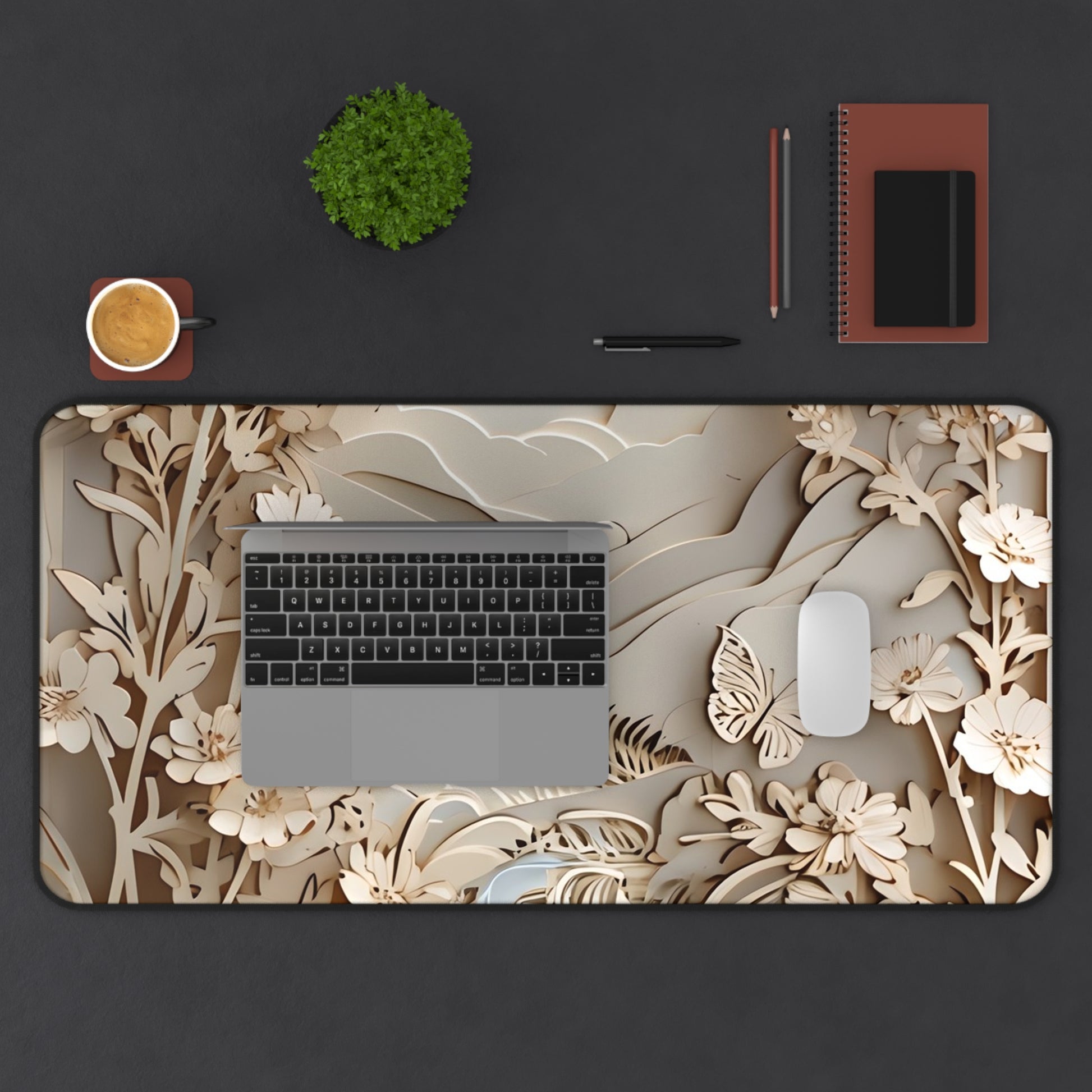 Moonlit Garden Desk Mat - Premium Office Desk Pad, 3 Sizes Available, Textured Illusion on a Smooth Surface