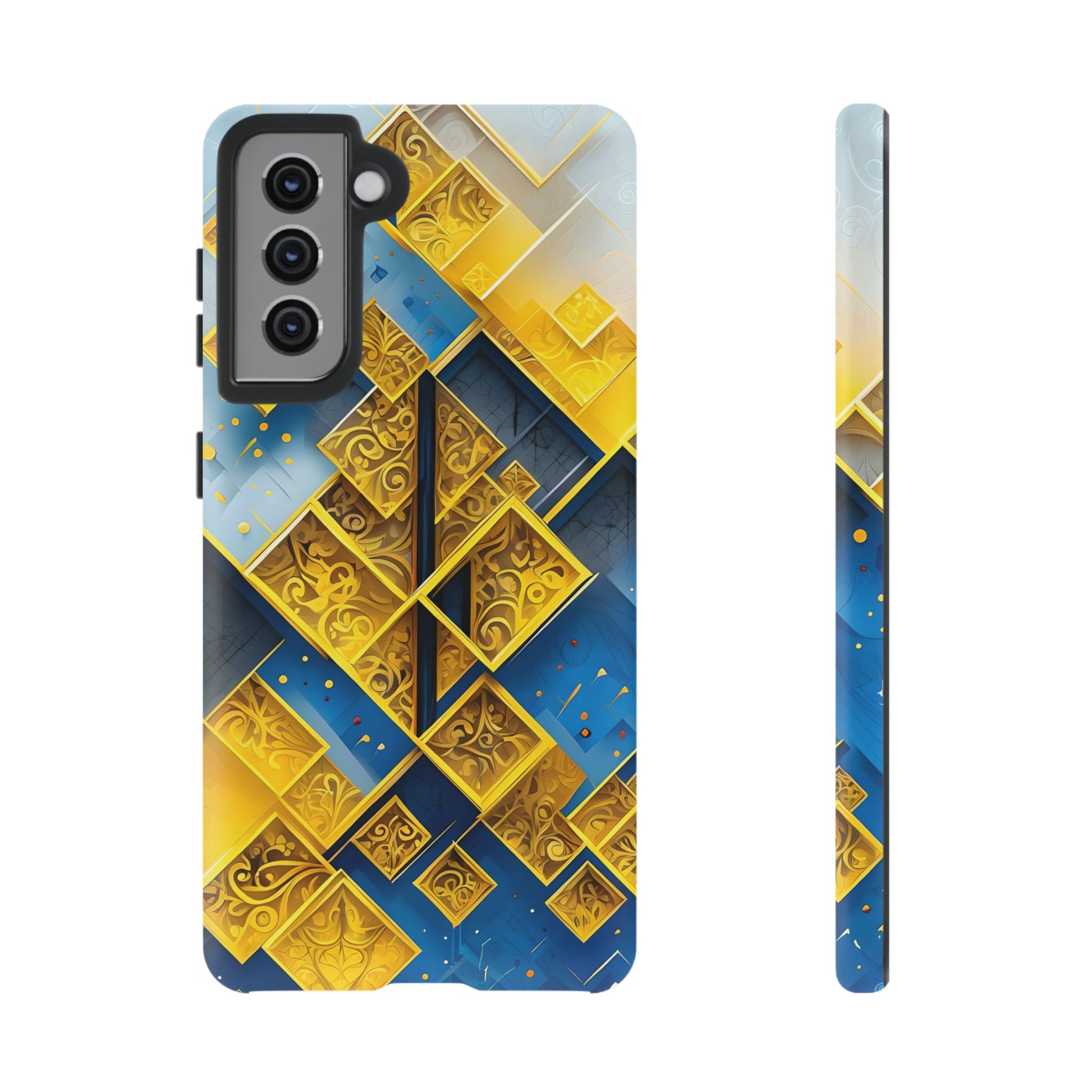 Golden Ascent Luxe Geometric Samsung Galaxy S21 Tough Case - Elegant Abstract Gold Design