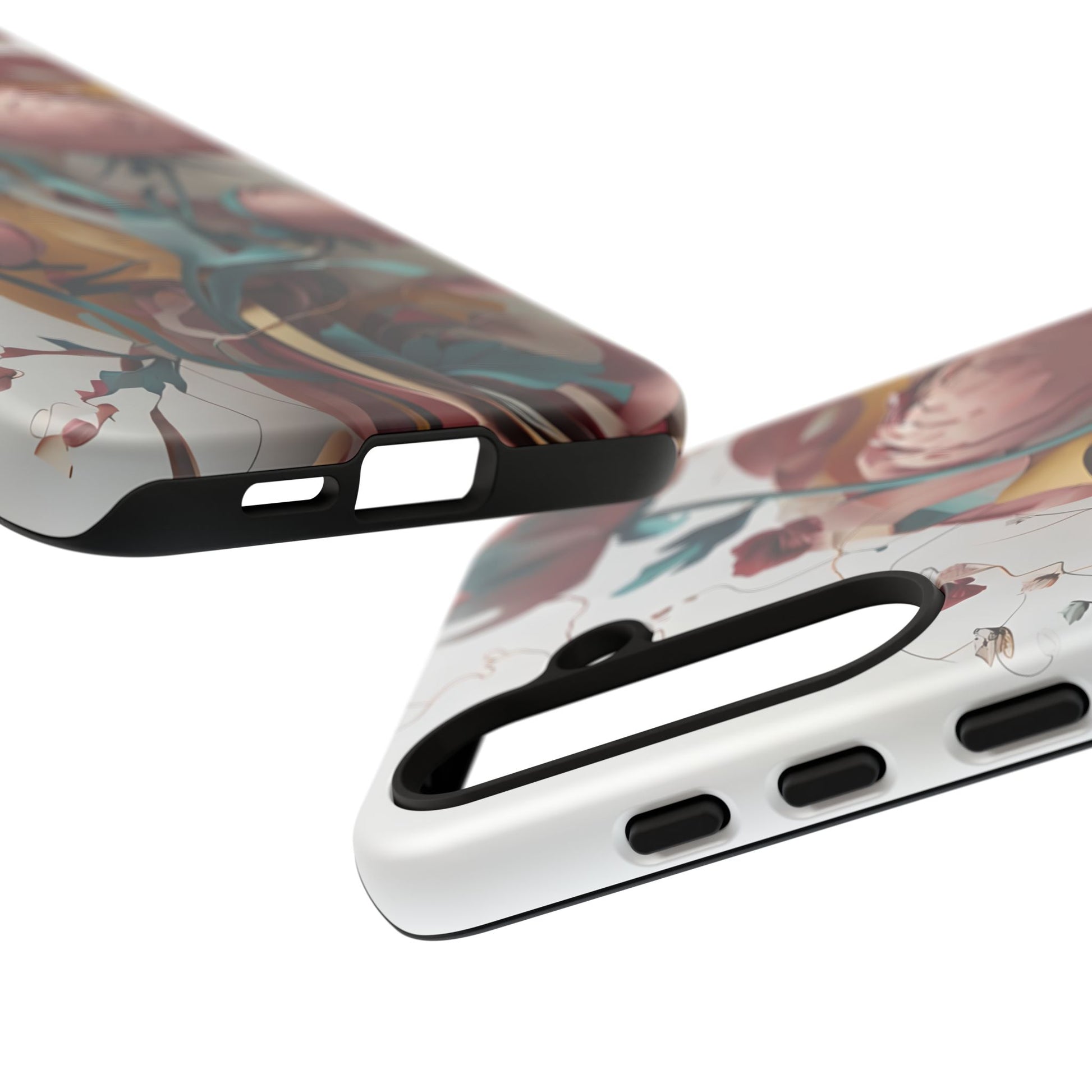 Blushing Peony Veil - Elegant Painterly Floral Samsung Galaxy S24 Plus Tough Phone Case - Soft Blush & Teal Peony Design
