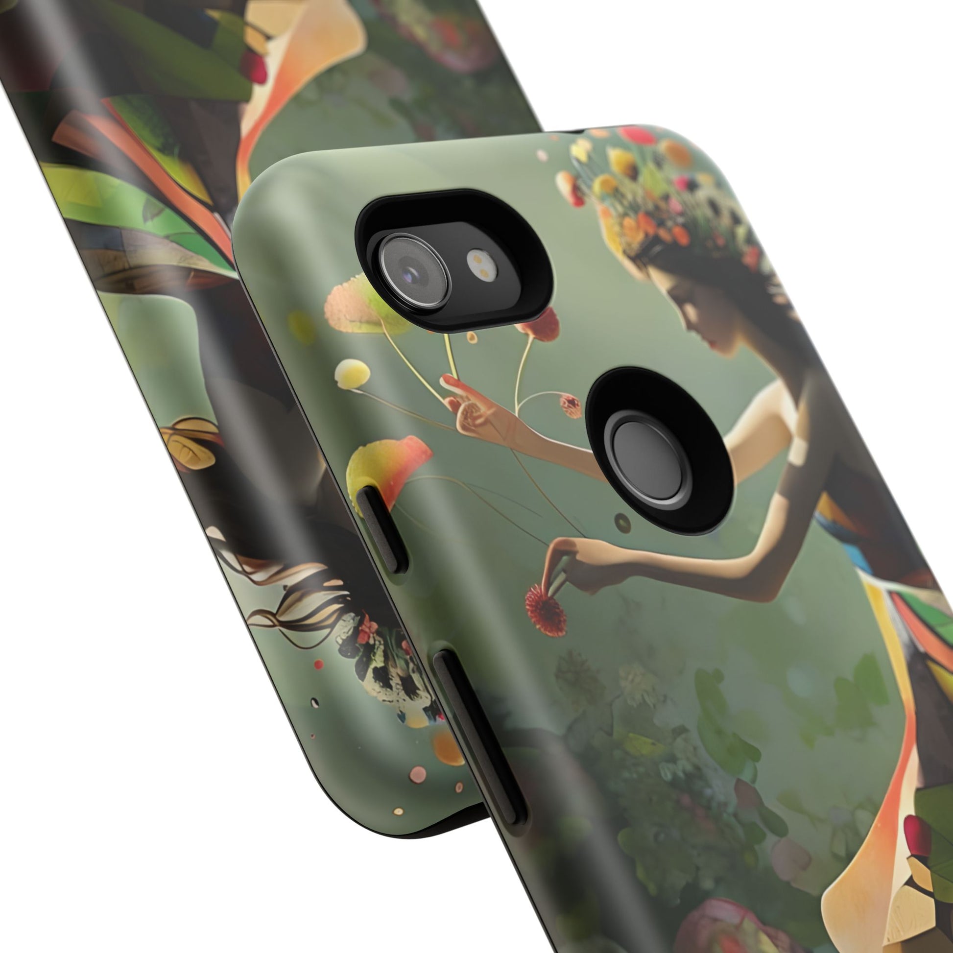 Dancing Wildflower Muse Google Pixel 3a XL Tough Case - Artistic Floral Fantasy Cover - Whimsical Nature-Inspired Protective Accessory