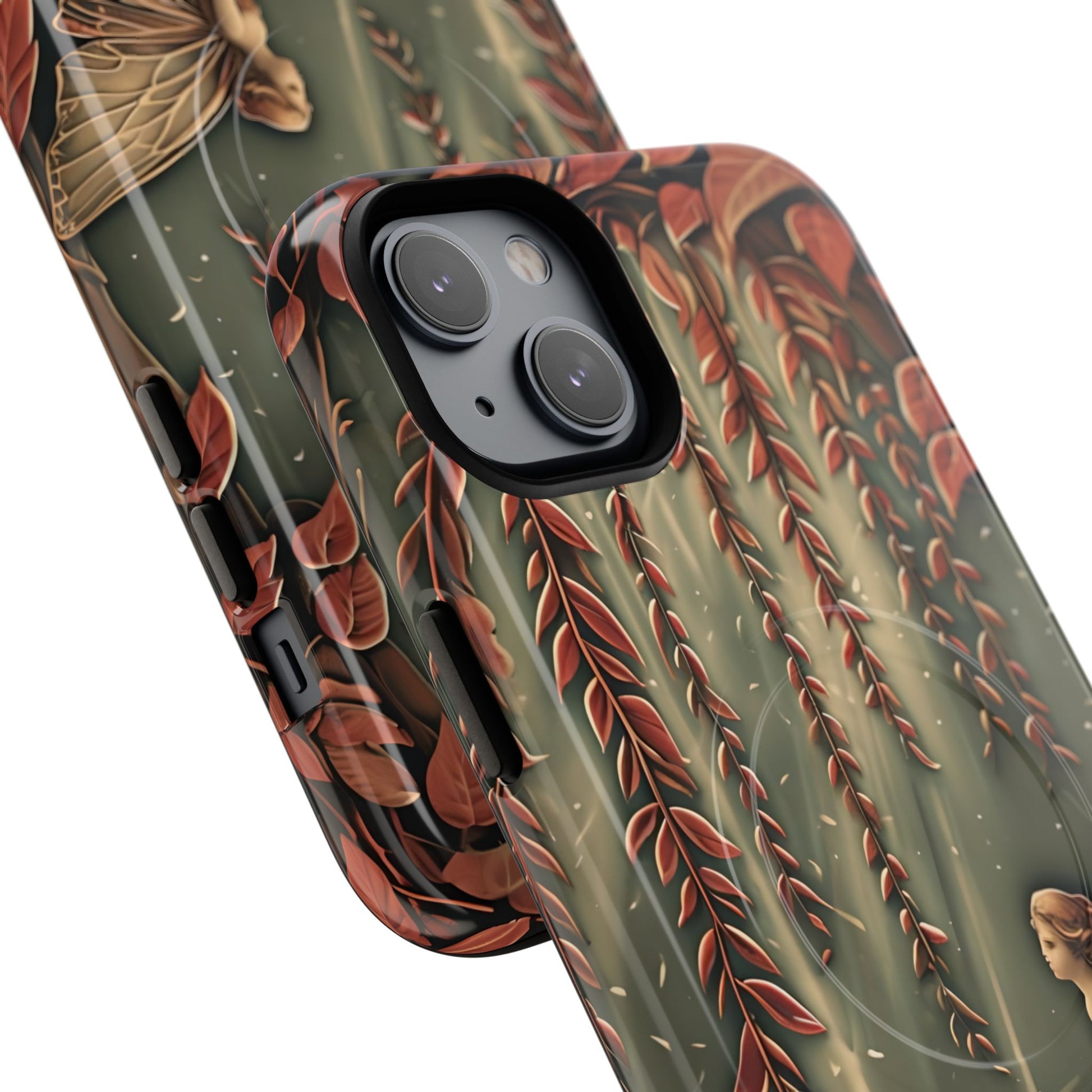 Willow Whisper - Tranquil Nature Art iPhone 14 Plus MagSafe Phone Case - Serene Willow Tree & Meditative Figure Design