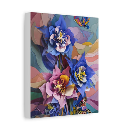 Blue Columbine Carnivale - Bold Vertical Wall Art with Festival Florals