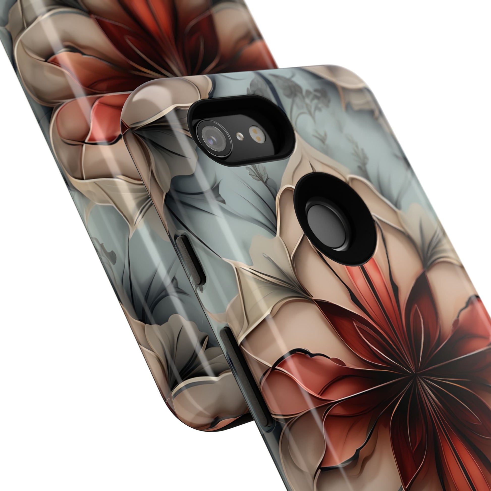 Ember Bloom - Kaleidoscope Collection Artistic Floral - Google Pixel 3 Tough Phone Case - Fiery Symmetrical Design