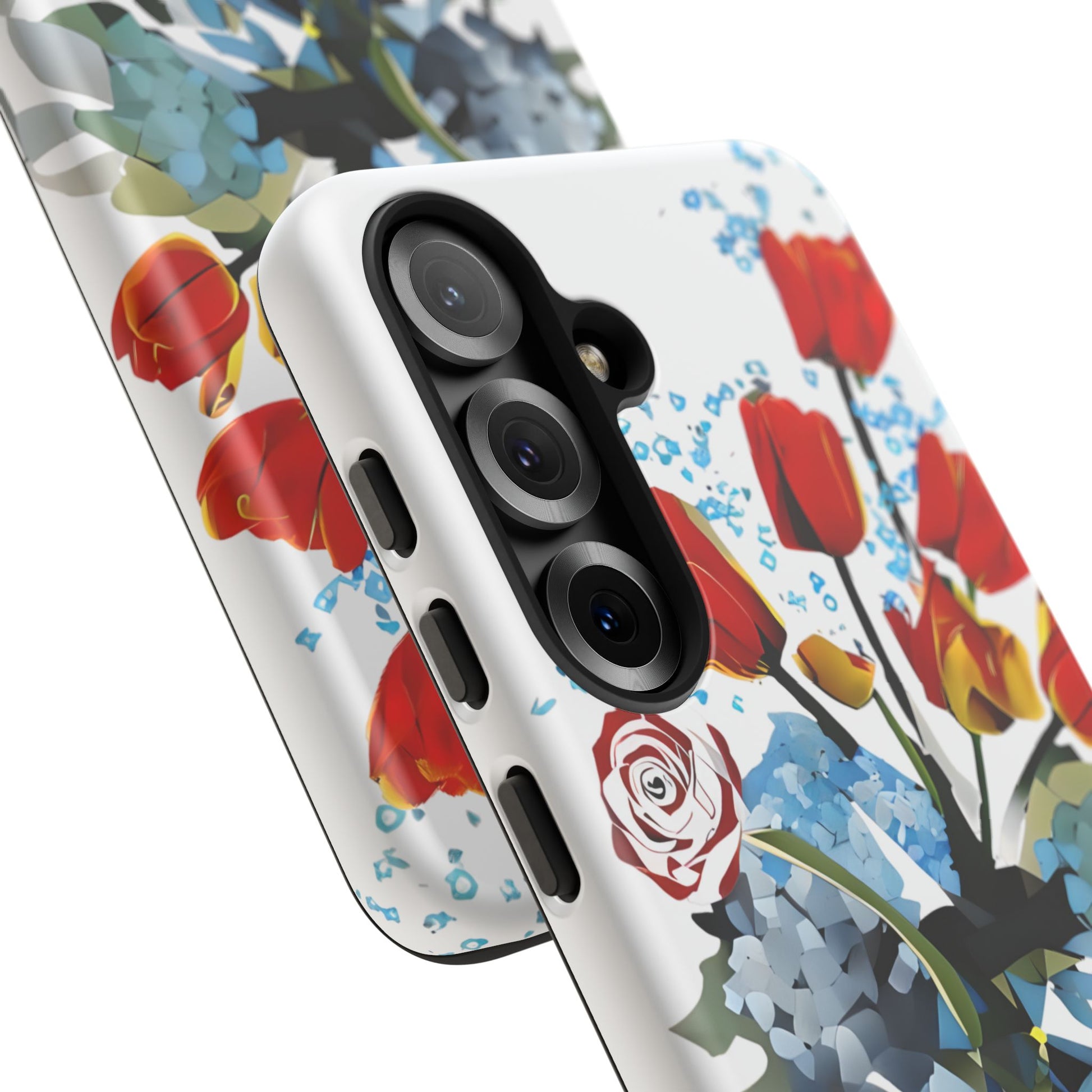 Bouquet Brilliance - Artistic Floral Samsung S25 Tough Phone Case - Vibrant Tulip, Rose & Hydrangea Design