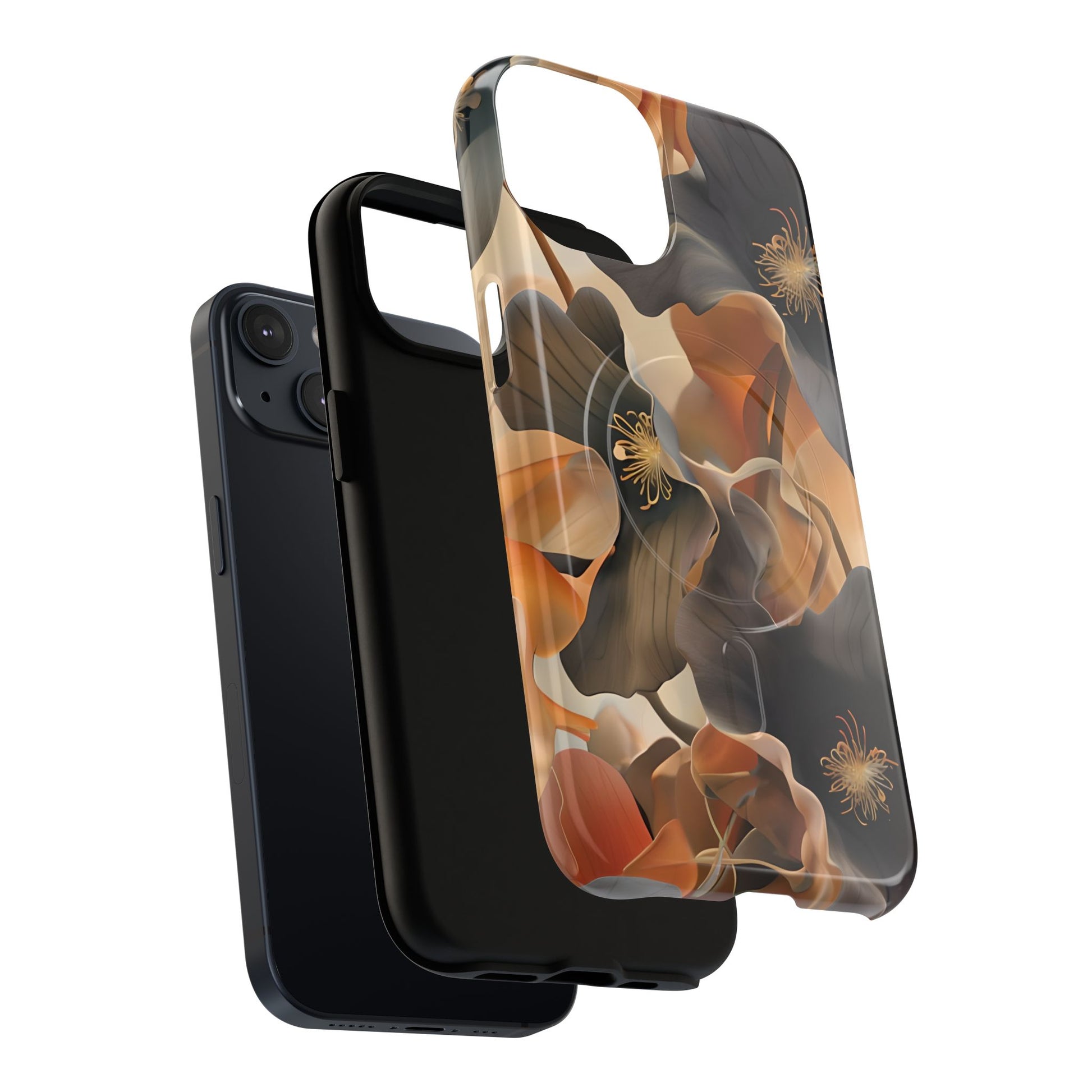 Autumn Ember - Moody Floral Art iPhone 14 MagSafe Phone Case -Warm Earthy Botanical Design