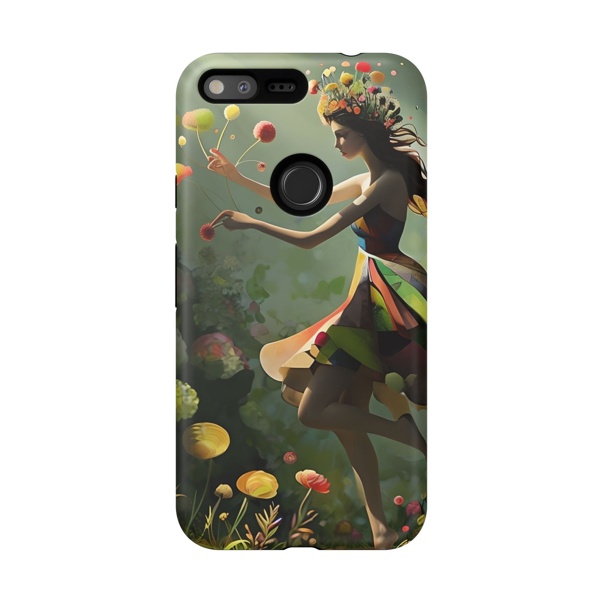 Dancing Wildflower Muse Google Pixel XL Tough Case - Artistic Floral Fantasy Cover - Whimsical Nature-Inspired Protective Accessory