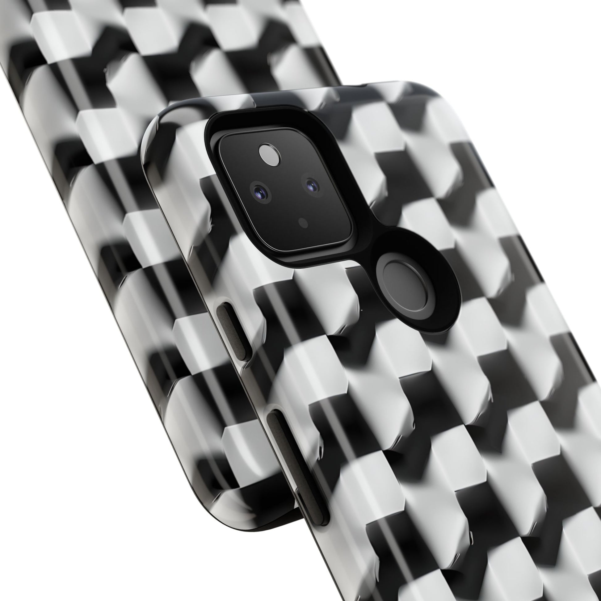 Monochrome Grid Tough Case for Google Pixel 4a 5G - Classic Checkerboard, Black & White, Minimalist Trend