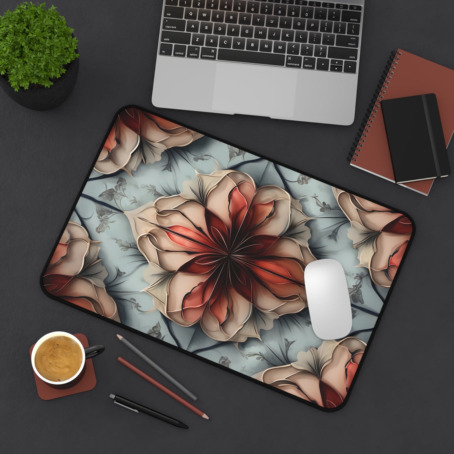 Ember Bloom Desk Mat - Premium Office Desk Pad, 3 Sizes Available, Artistic Workspace Protection