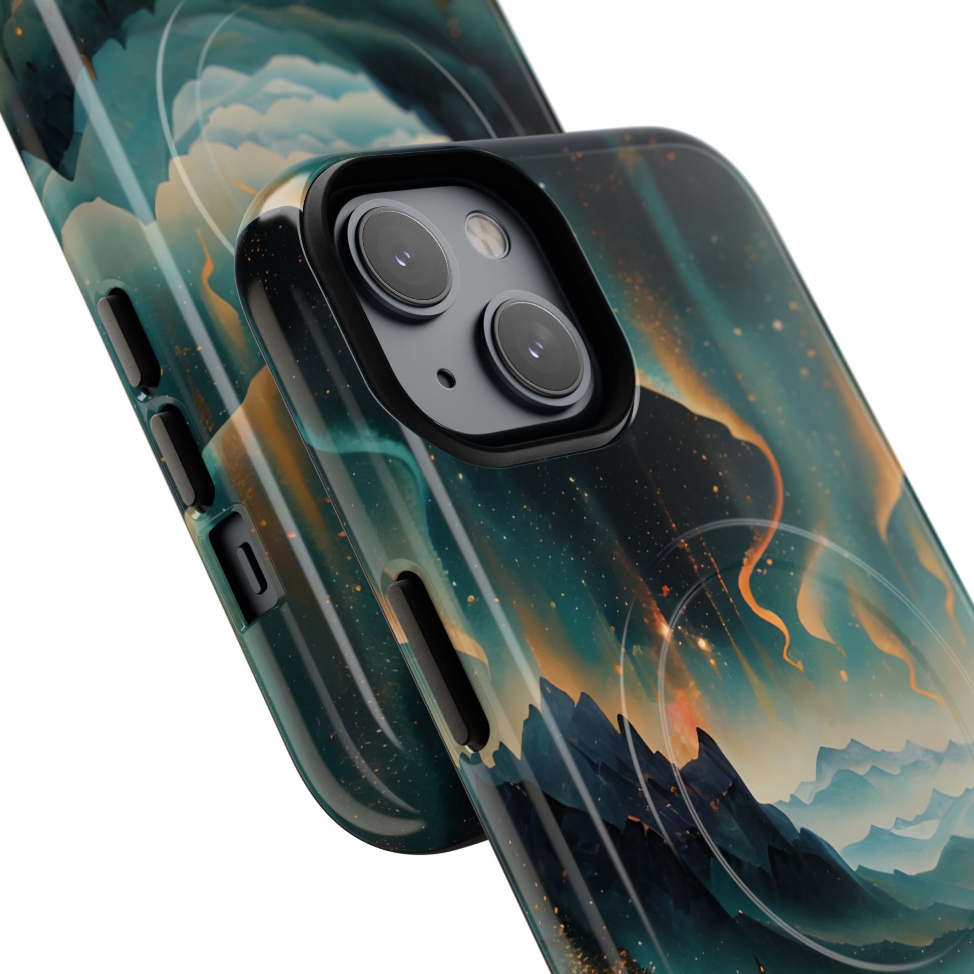 Aurora Dreamscape iPhone 14 Case – Northern Lights Art, MagSafe Compatible, Tough Shockproof Cover