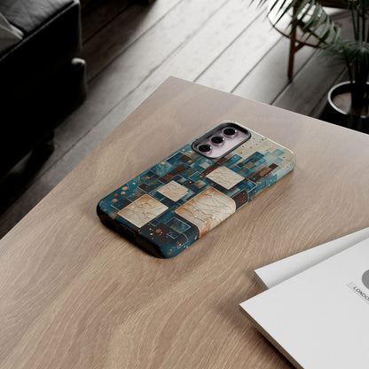 Architectural Drift Samsung Galaxy Case - Modern Geometric Teal & Parchment Design