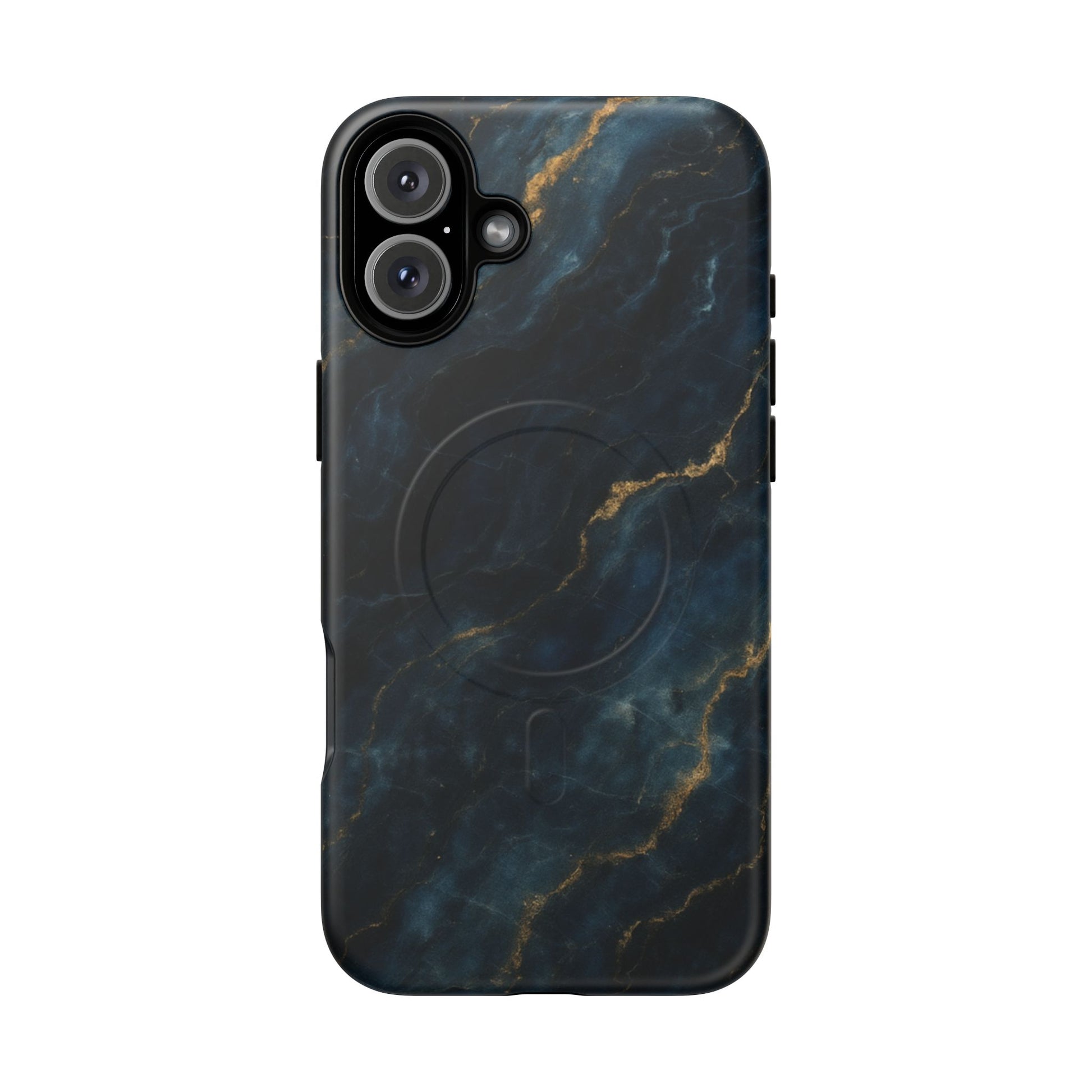 Midnight Marble MagSafe iPhone 16 Plus Case - Deep Blue Marble Design Shockproof Cover