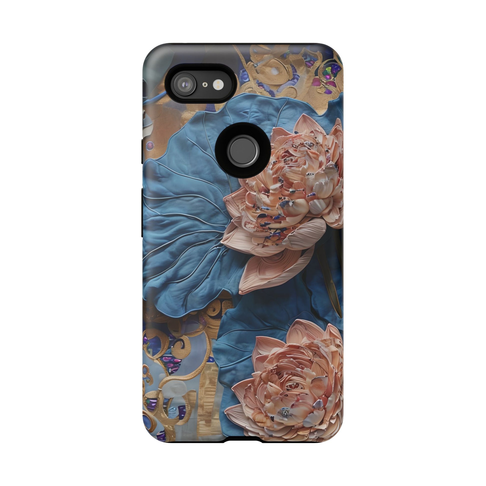 Peony Midnight Tapestry - Google Pixel 3XL - Elegant Blue & Blush Artful Phone Cover