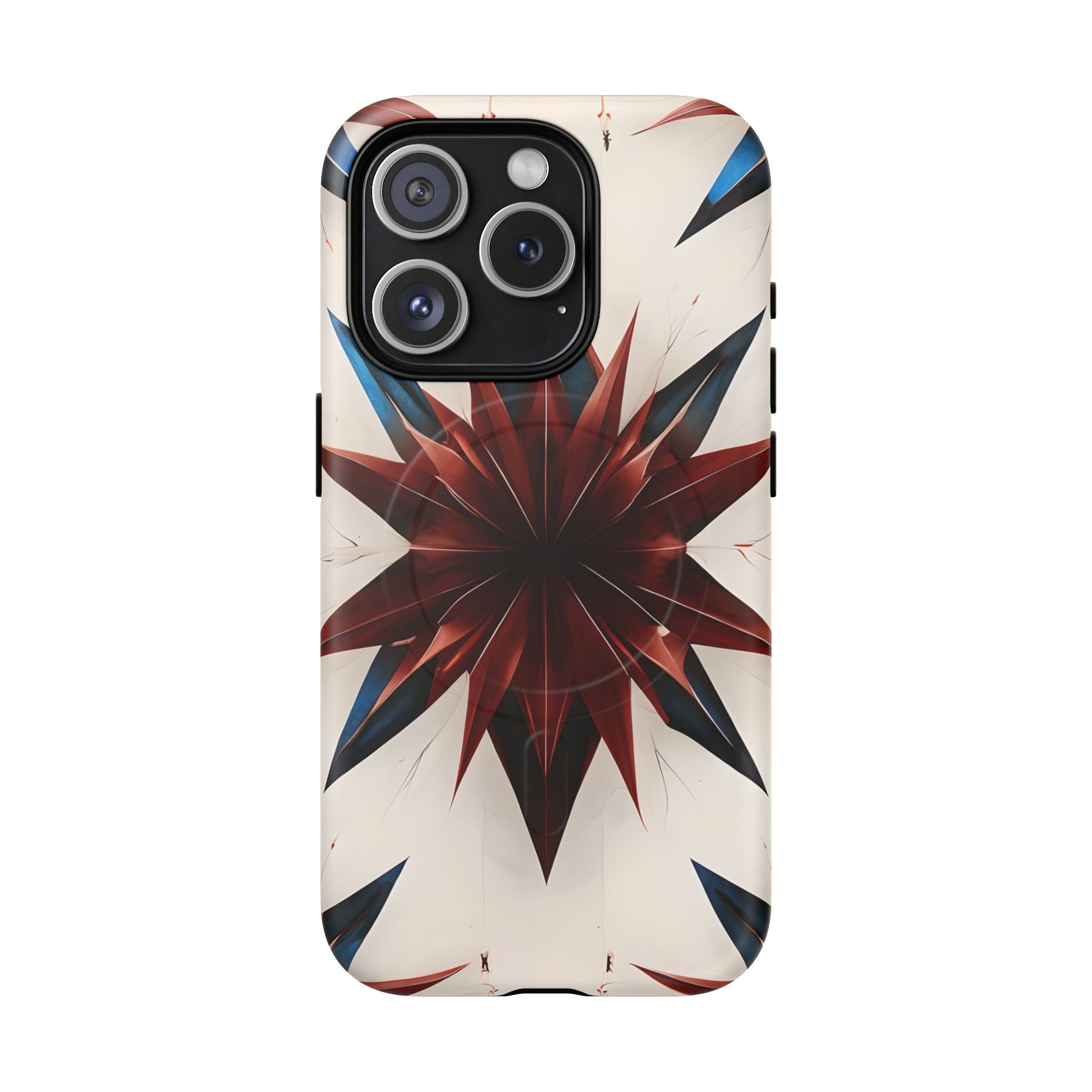 Garnet Starburst - Kaleidoscope Collection Gemstone Floral - iPhone 15 Pro MagSafe Phone Case -Floral Burst Design