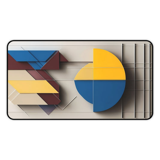 Chromatic Construct desk mat featuring bold geometric color-block design