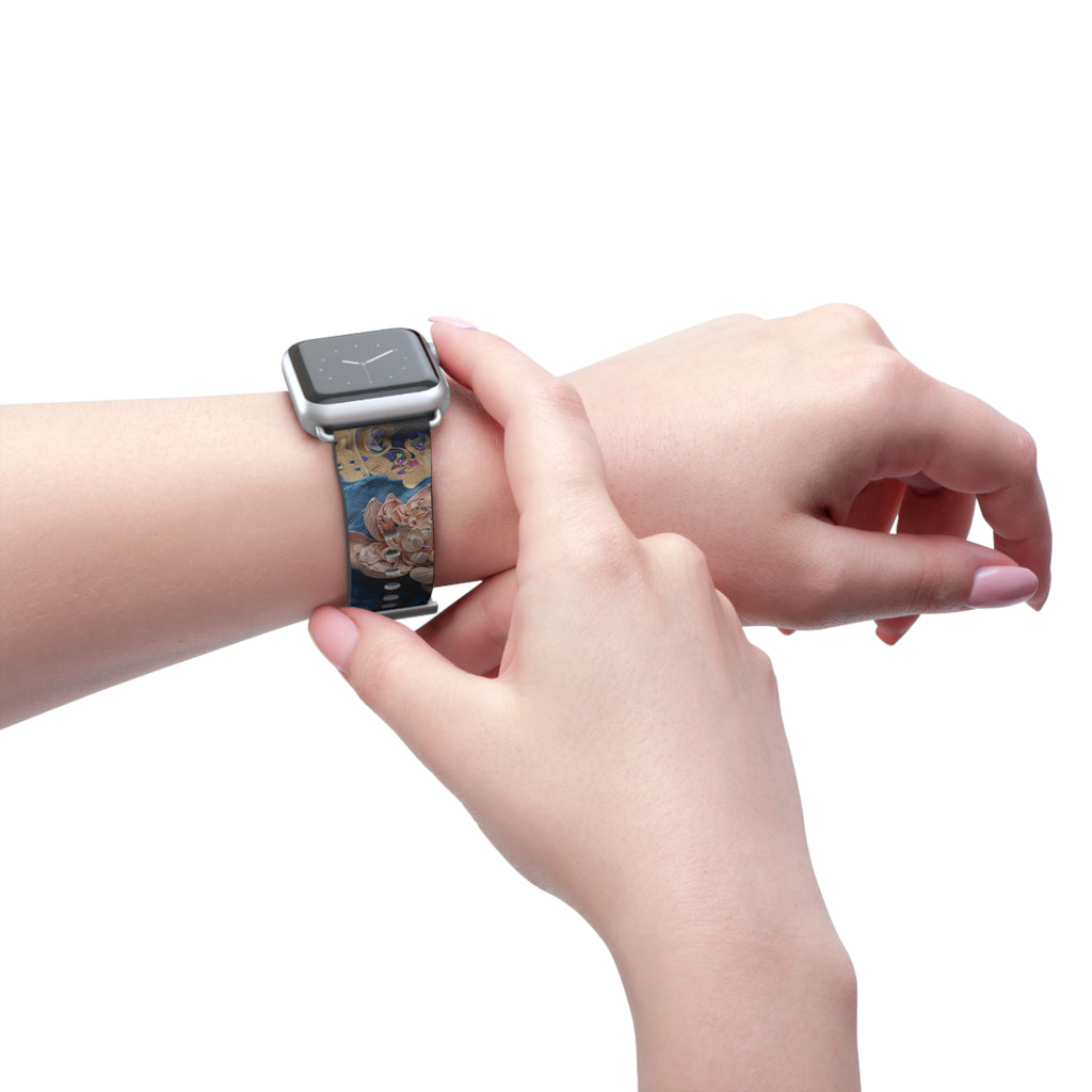 Peony Midnight Tapestry Designer Apple Watch Band - Premium Custom Strap for Series 1-9, SE & Ultra - Artistic Vegan Leather
