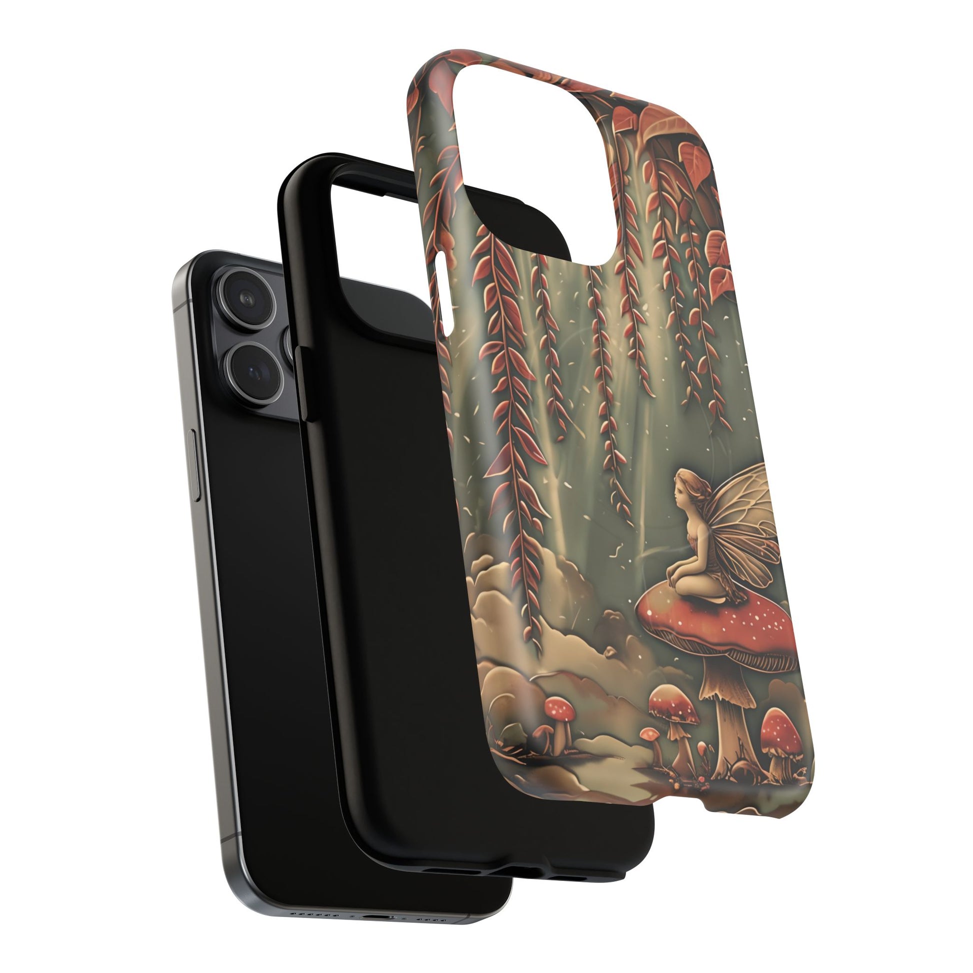 Willow Whisper - Tranquil Nature Art iPhone 15 Pro Max MagSafe Phone Case - Serene Willow Tree & Meditative Figure Design