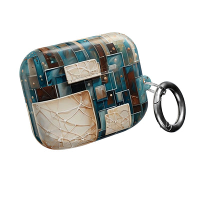 Architectural Drift AirPods Case - Modern Geometric Teal & Parchment Design for Gen 1, 2, 3, Pro Gen 1 & 2