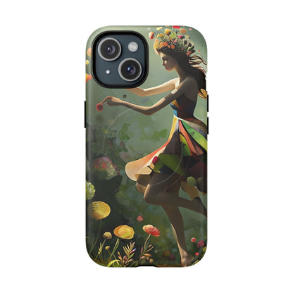 Dancing Wildflower Muse iPhone - Artistic Floral Fantasy Cover - MagSafe Compatible - Whimsical Nature-Inspired Protective Accessory