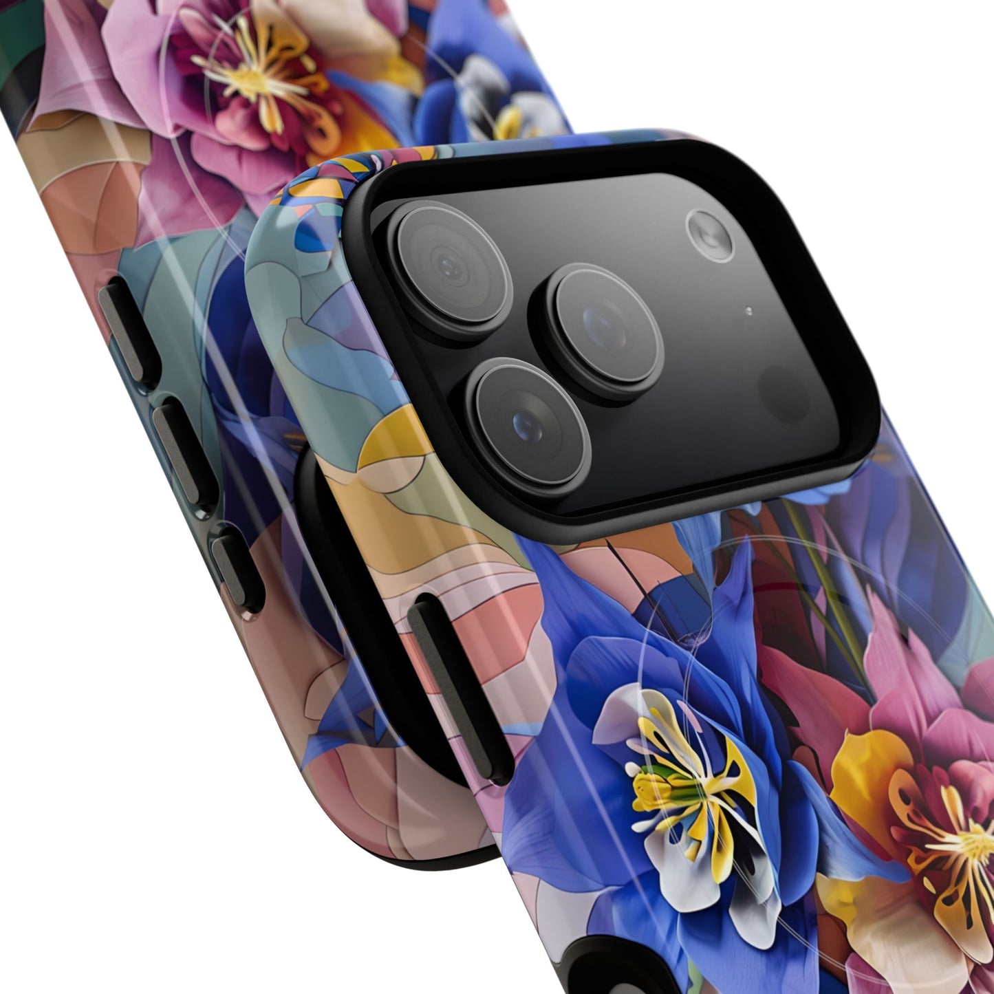Blue Columbine Carnivale - Artistic Floral & Butterfly iPhone MagSafe Phone Case - Vibrant Botanical Design
