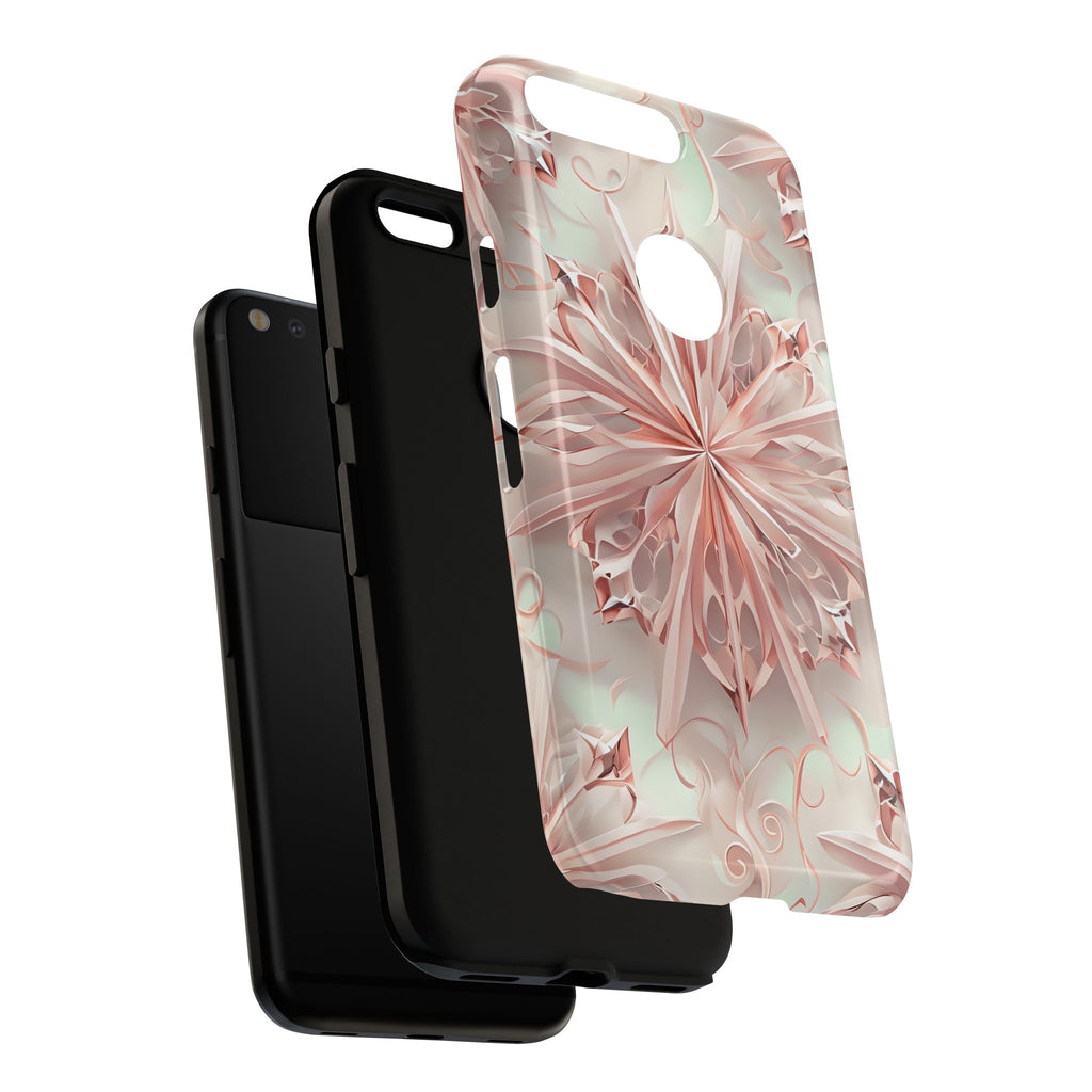 Blush Frost from our Kaleidoscope Collection - Google Pixel tough case - Soft Pink Geometric Floral Design