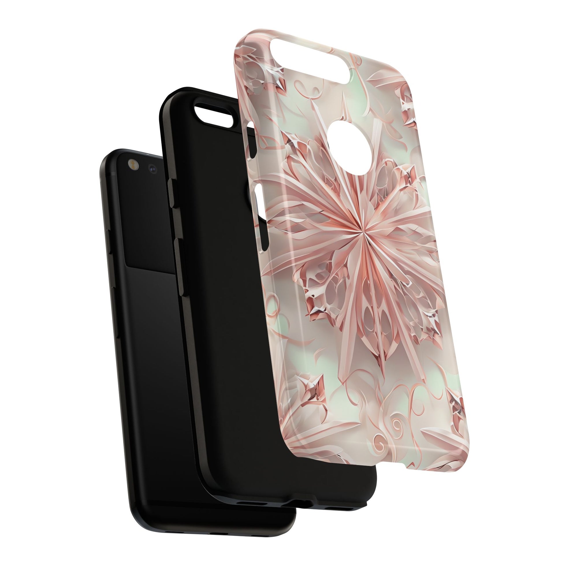 Blush Frost from our Kaleidoscope Collection - Google Pixel tough case - Soft Pink Geometric Floral Design
