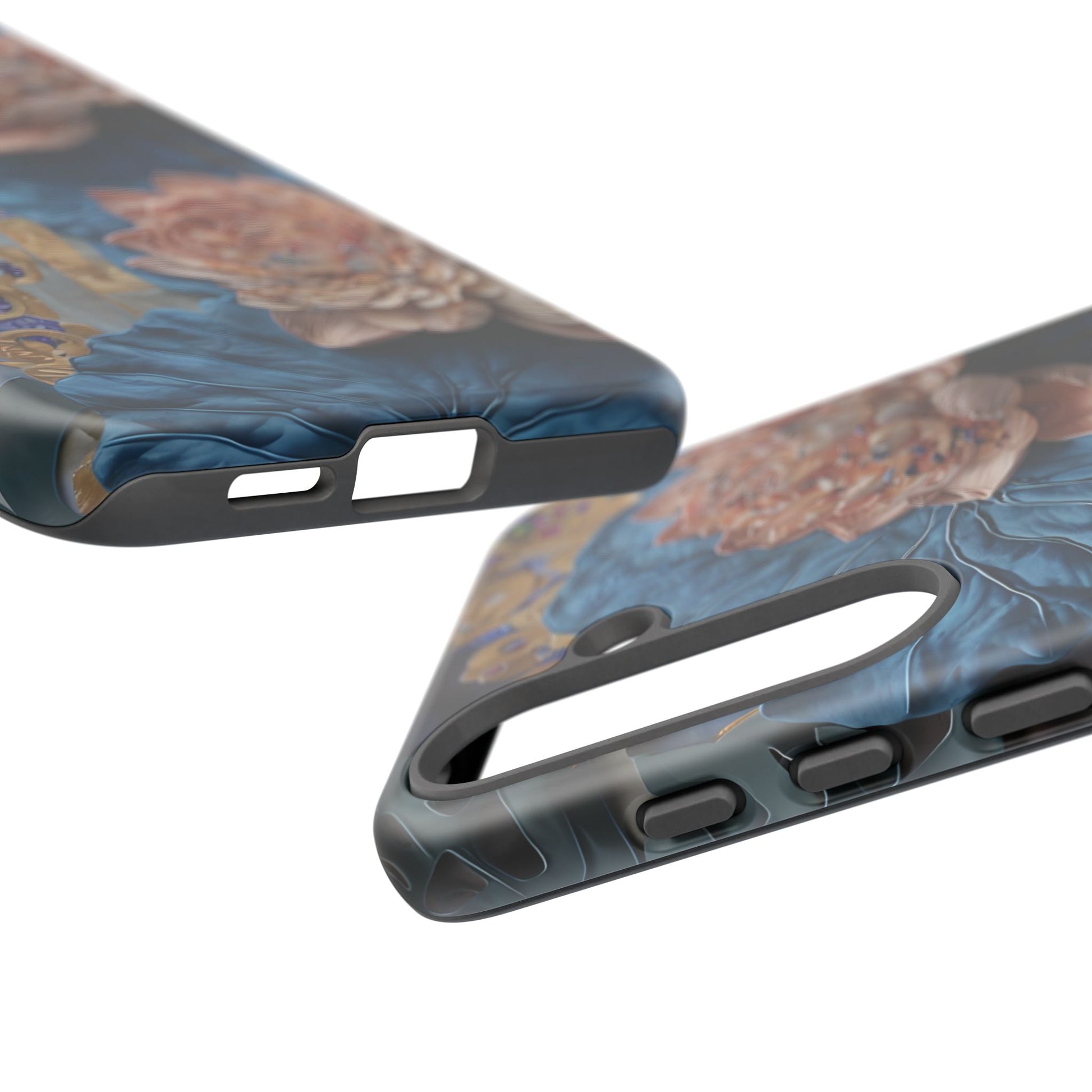 Peony Midnight Tapestry - Samsung Galaxy S25 Plus - Elegant Blue & Blush Artful Phone Cover