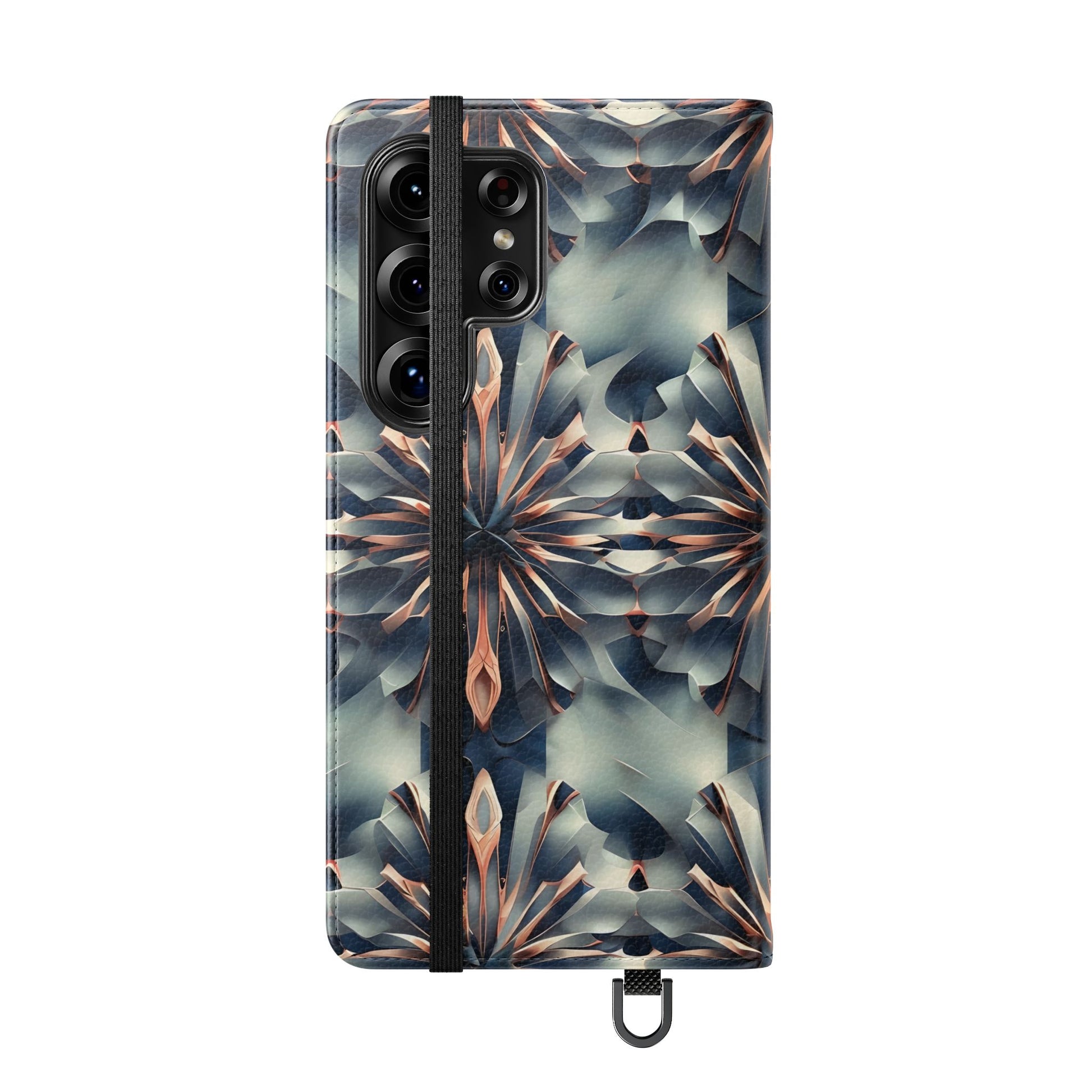 Obsidian Kaleidoscope Samsung Galaxy S25 Ultra Wallet Case - Elegant Abstract Flip Cover with Card Slots