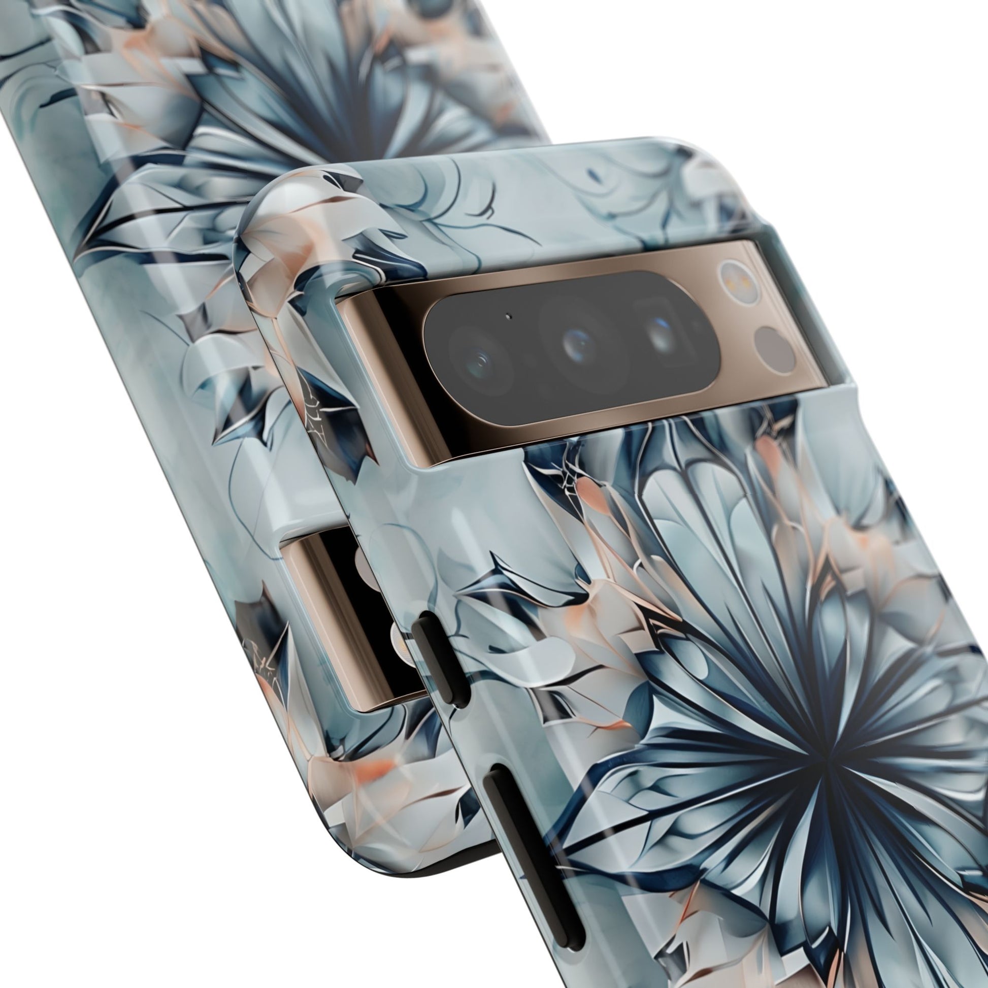 Indigo Mirage - Artistic Kaleidoscope Collection Artistic Floral - Google Pixel 8 Pro Tough Phone Case - Bold Indigo Symmetrical Design