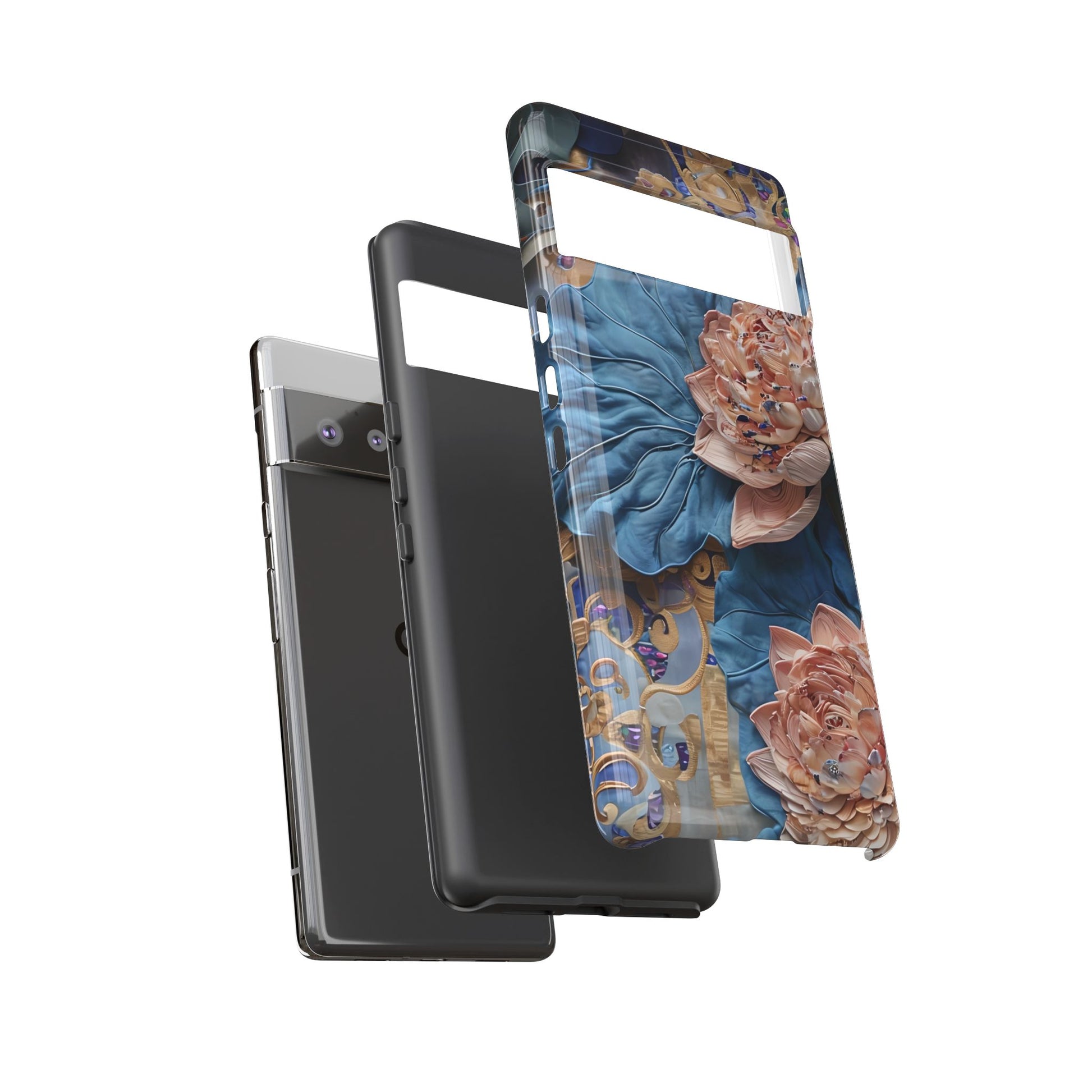 Peony Midnight Tapestry - Google Pixel 6 Pro - Elegant Blue & Blush Artful Phone Cover